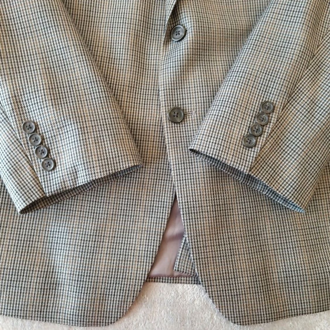 Chaps Chaps Blazer Mens 44 Short Gray Plaid Silk Wool Blend Two-Button Single Vent Size US 44 / EU 60 - 5 Thumbnail