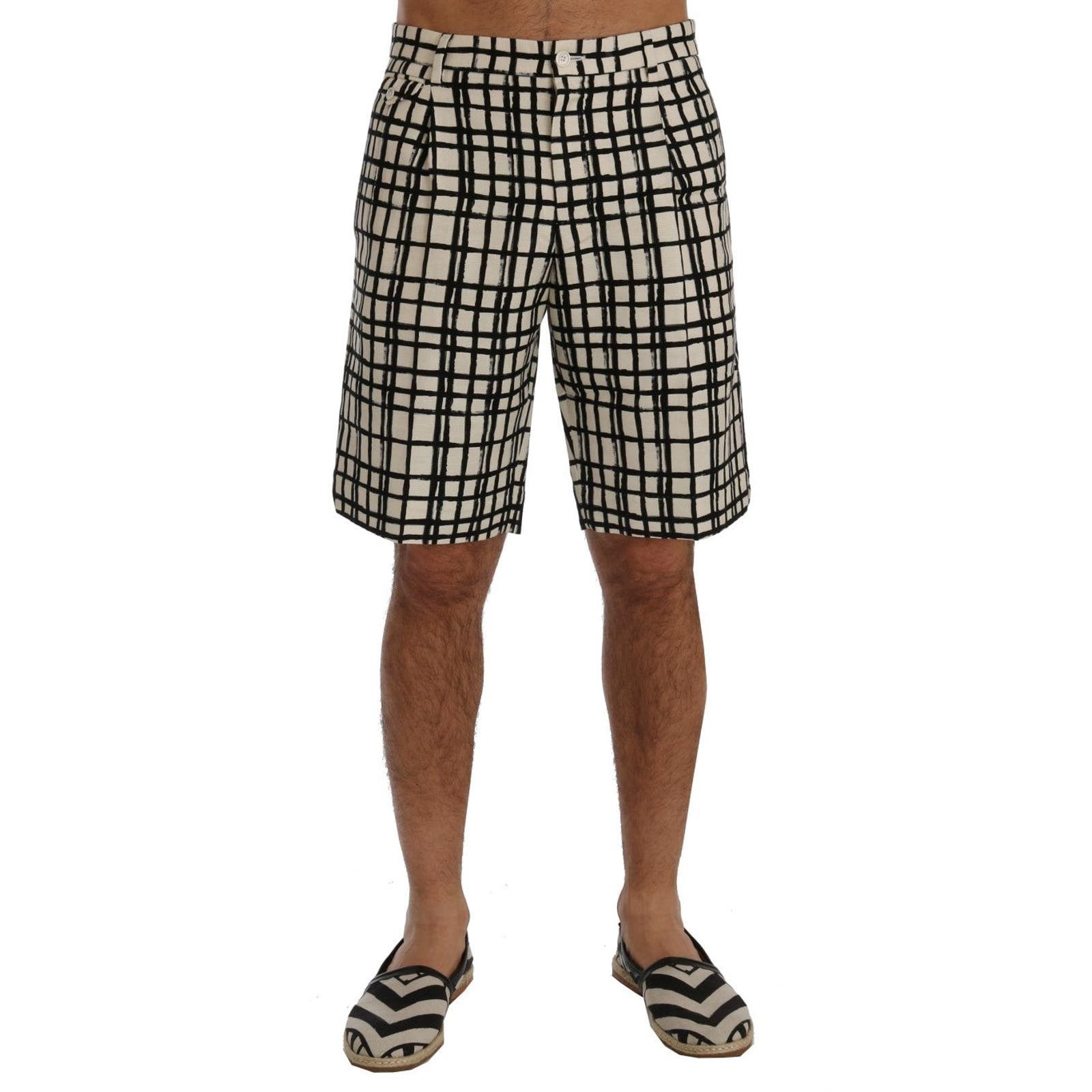 image of Dolce Gabbana NWT Striped Cotton-Linen Shorts in Black, Men's (Size 30)