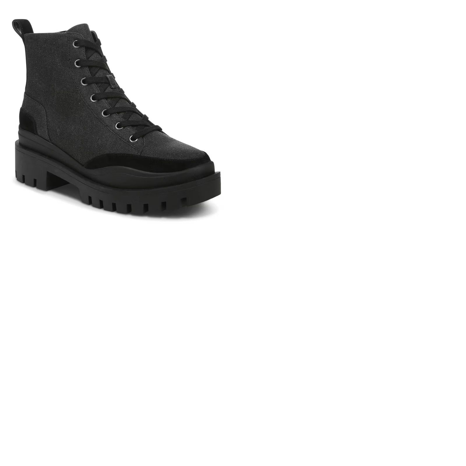 Vionic Vionic Mellie Women Black Waterproof Canvas Suede Lug Sole Lace Up Boots Sz 6.5 Size US 7 / IT 37 - 9 Thumbnail