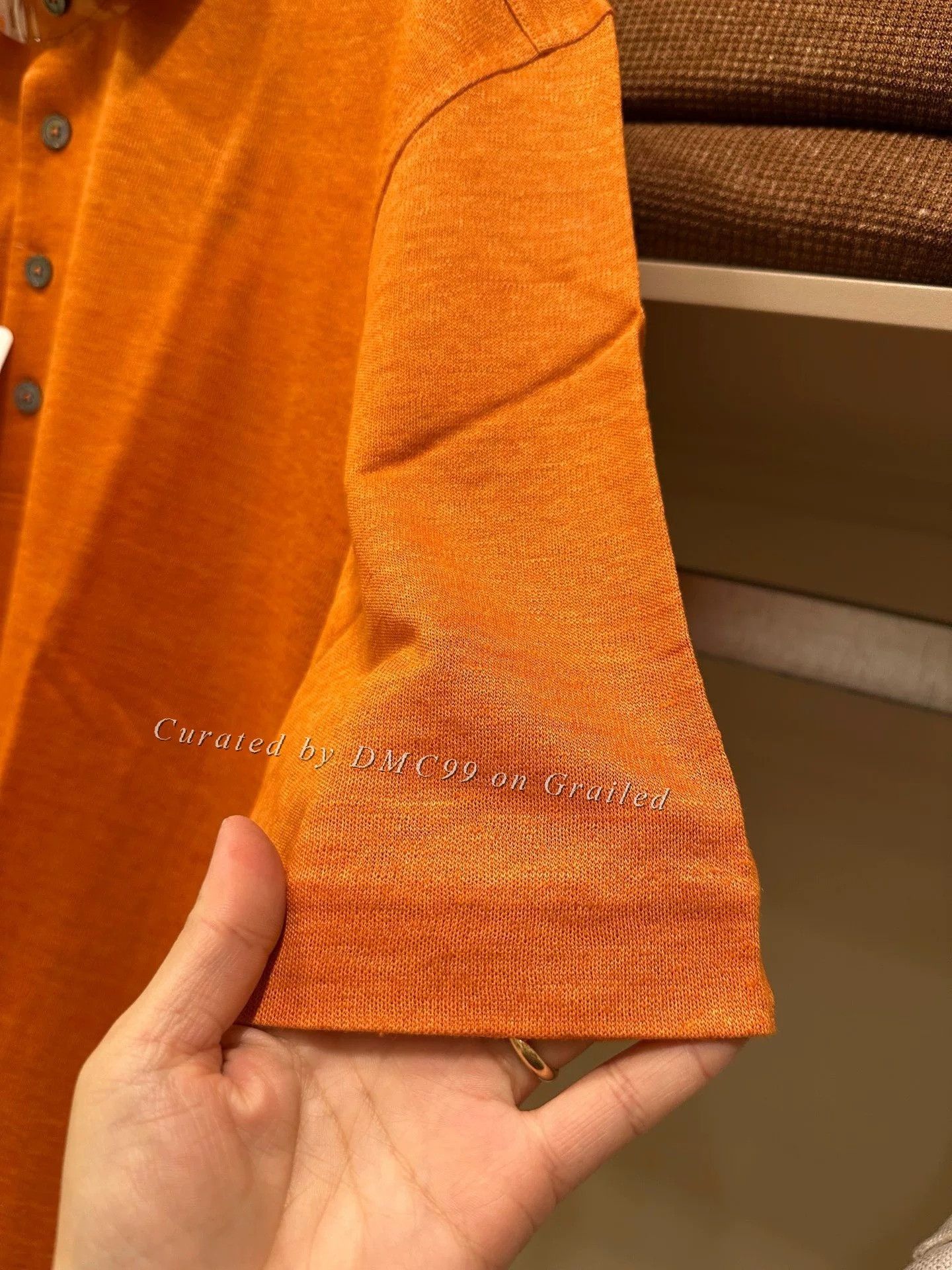 Ermenegildo Zegna Zegna Men's Orange Linen Polo Shirt Size US M / EU 48-50 / 2 - 5 Thumbnail