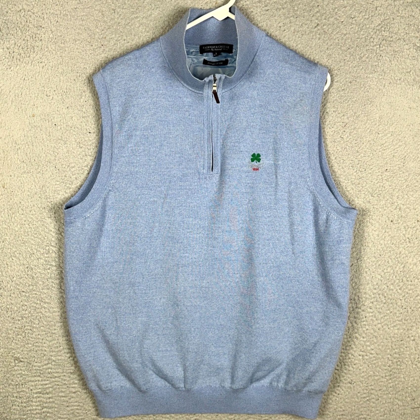 Vintage Fairway & Greene Baruffa Merino Wool Quarter Zip Sweater Vest Mens Large Blue Mock Neck Lined Embroidered Logo 1/4 Zip Vintage No Gart? Size US L / EU 52-54 / 3 - 3 Thumbnail