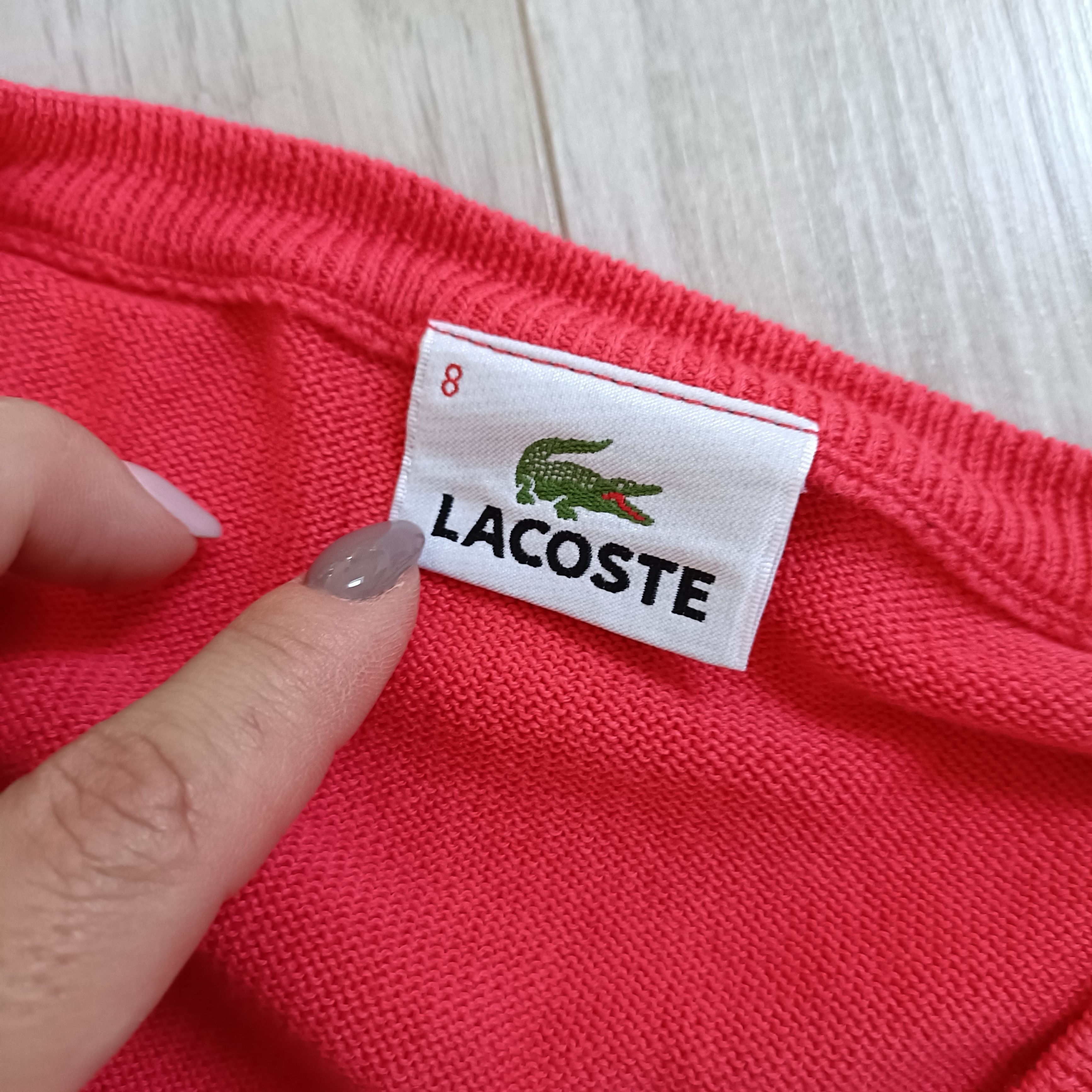 Lacoste Men's Pink Cotton V-Neck Sweater Pullover ! Size US XXL / EU 58 / 5 - 3 Thumbnail