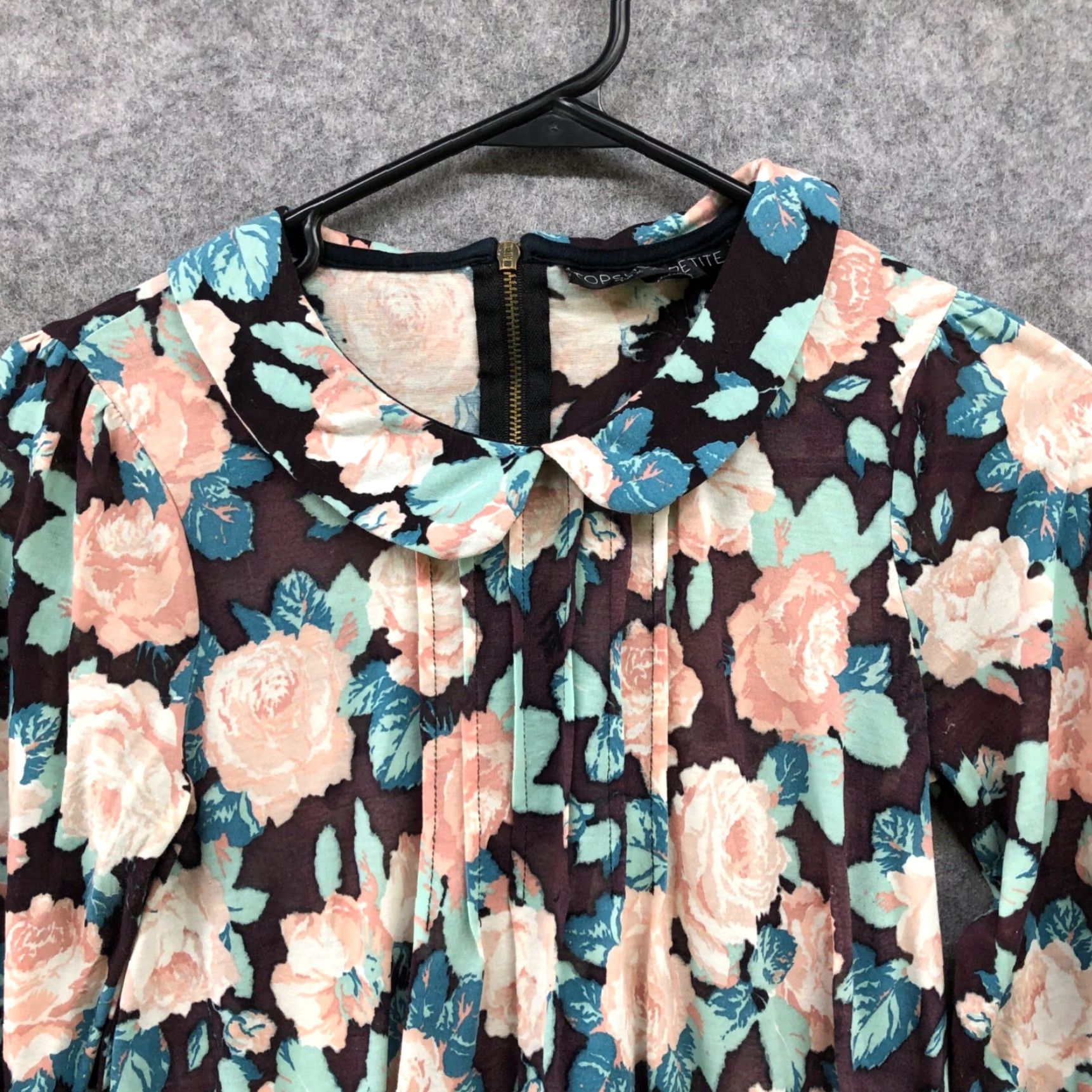 Topshop Topshop Dress Women's 4 Long Sleeve Floral Peter Pan Collar Multicolor Polyester Back Zip Mini Size S / US 4 / IT 40 - 6 Thumbnail