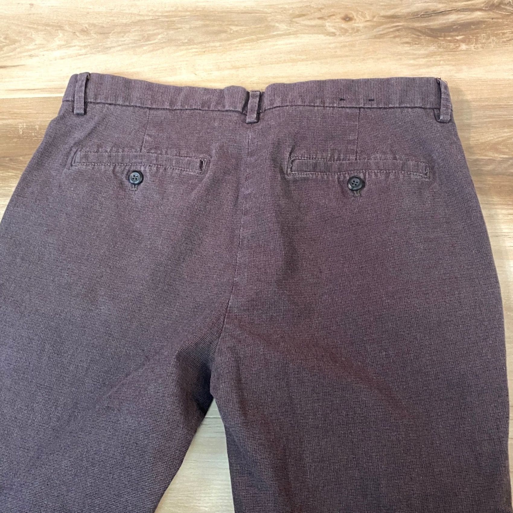 Banana Republic Banana Republic Slim-Tapered Fit Pants Mens 34x27 Burgundy Textured Chinos Size US 34 / EU 50 - 7 Thumbnail