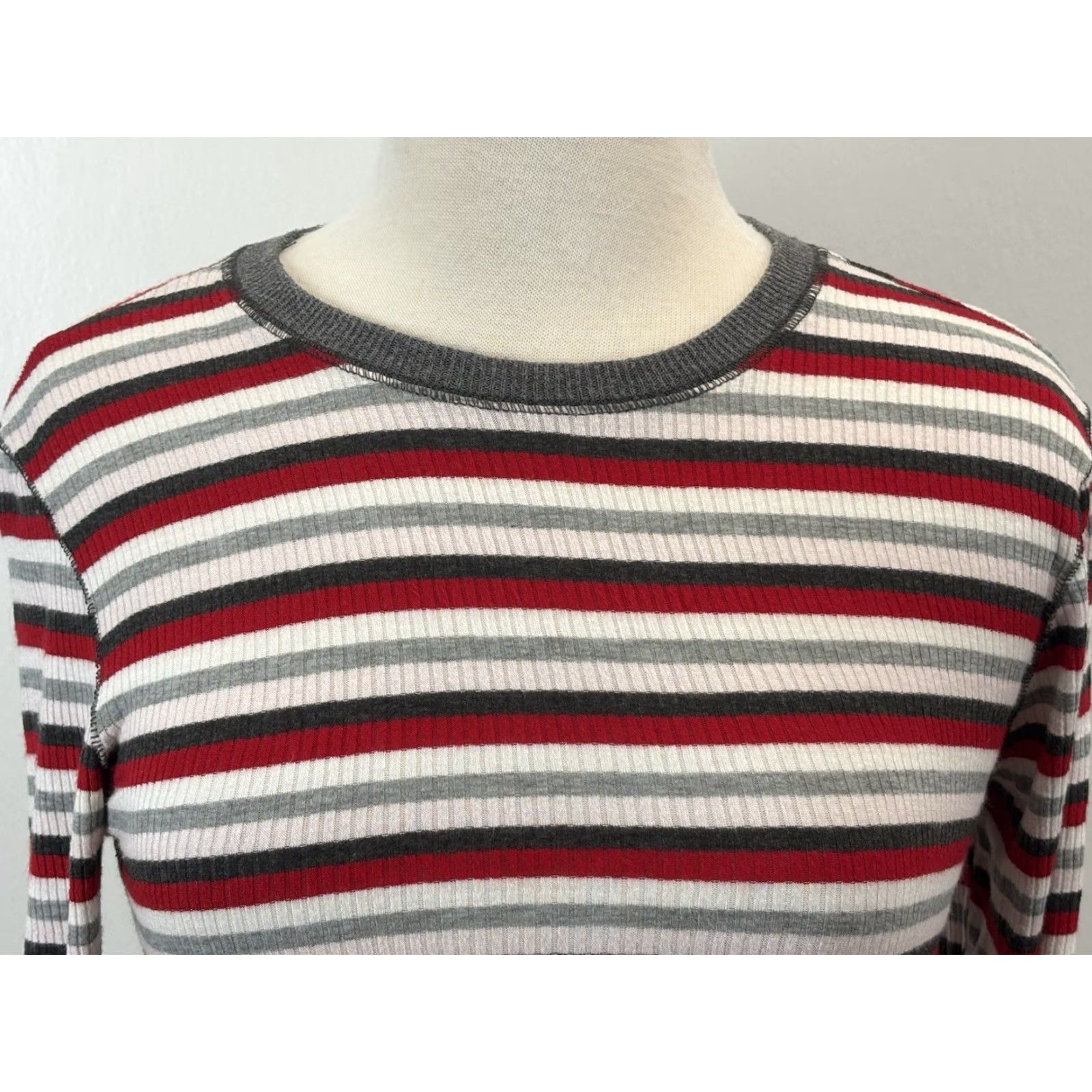Free People Intimately Free People Good on You Stripe Round Hem Striped Top Medium Red Gray Size M / US 6-8 / IT 42-44 - 5 Thumbnail