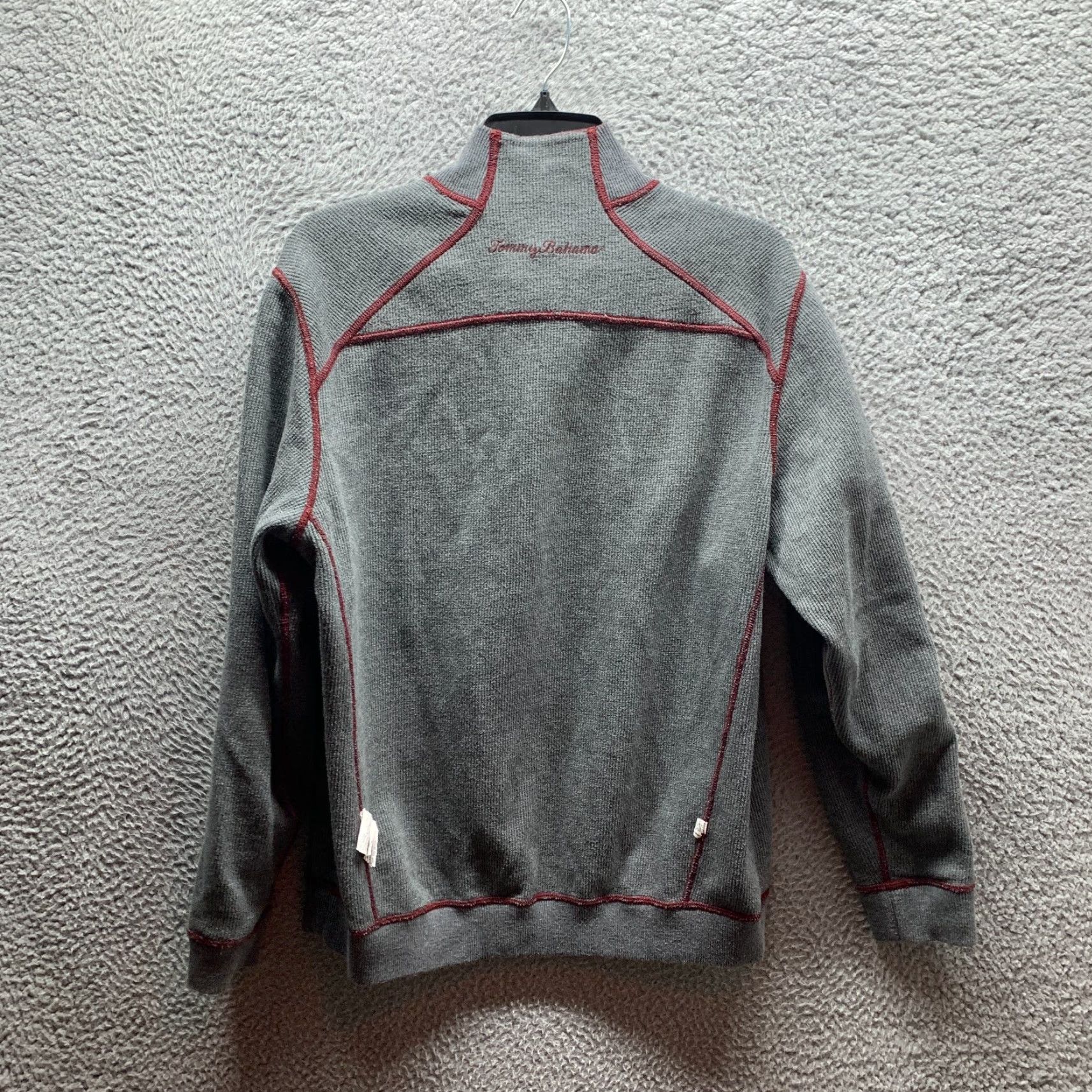 Tommy Bahama VINTAGE Tommy Bahama Sweatshirt Mens Adult Medium Gray Reversible Cotton 1/4 Zip 90s Pullover Knit Mock Neck Zip Shirt Size US M / EU 48-50 / 2 - 7 Thumbnail