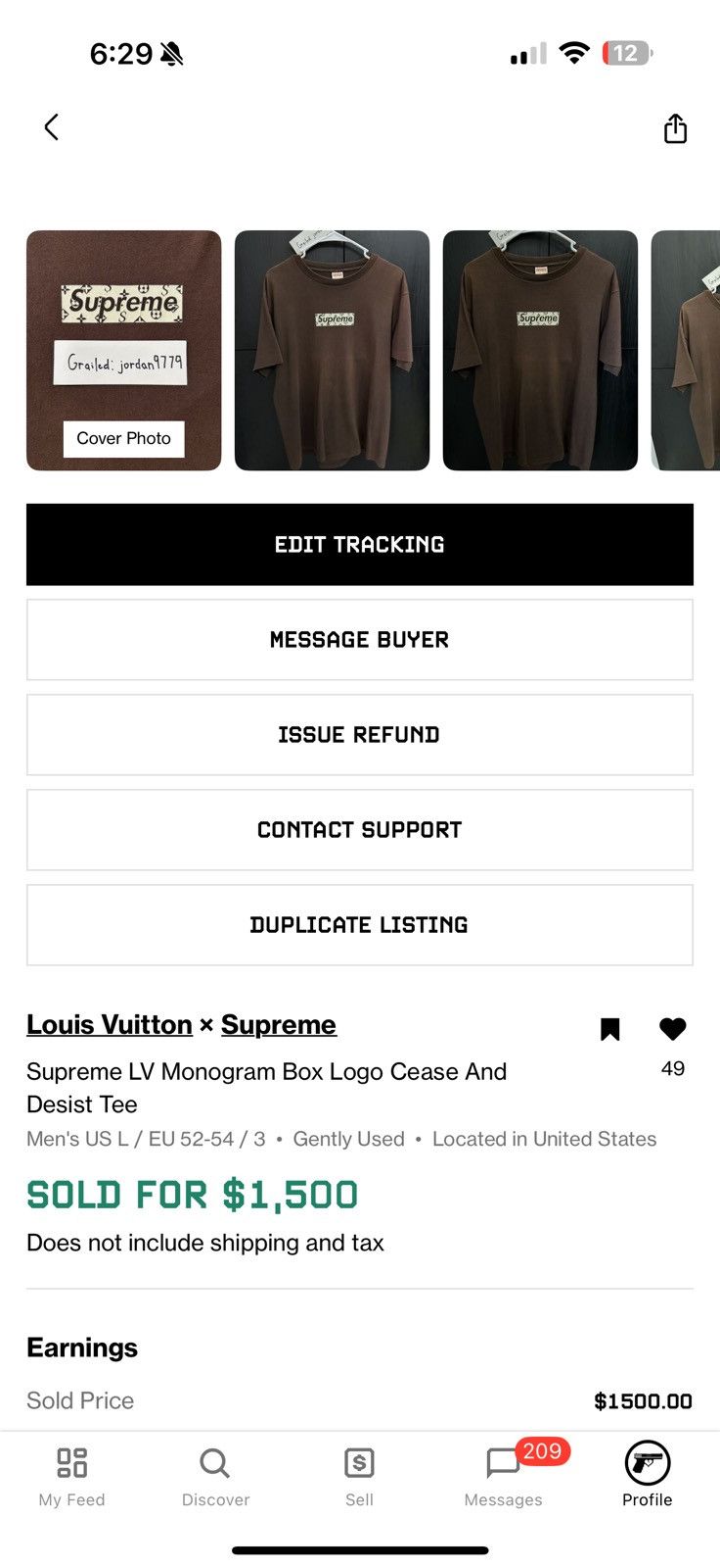 Supreme Supreme LV Monogram Box Logo Black Cease And Desist Tee Size US L / EU 52-54 / 3 - 12 Thumbnail