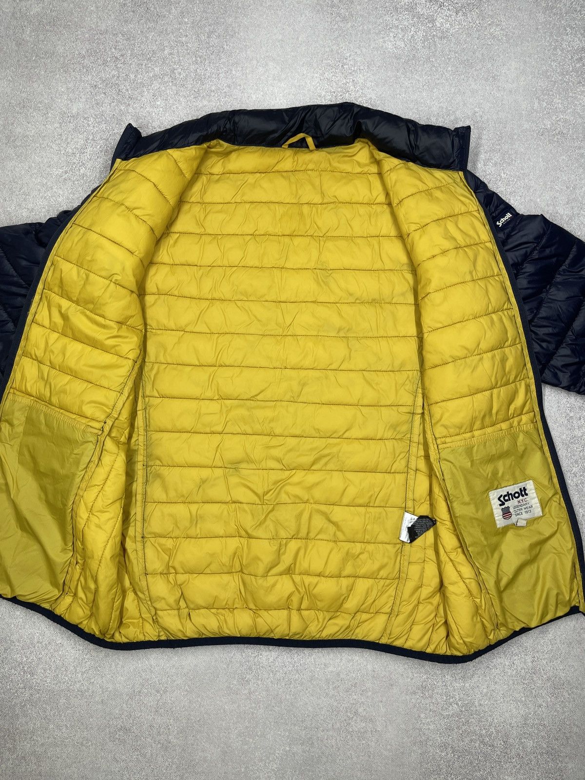 Schott Mens Schott NYC Micro Puffer Jacket Navy Y2K Size XL Size US XL / EU 56 / 4 - 9 Thumbnail