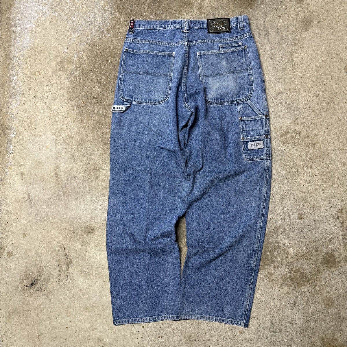 image of Jnco x Southpole Vintage Paco Jeans Baggy Faded Denim Skater Carpenter Jeans in Blue (Size 34)