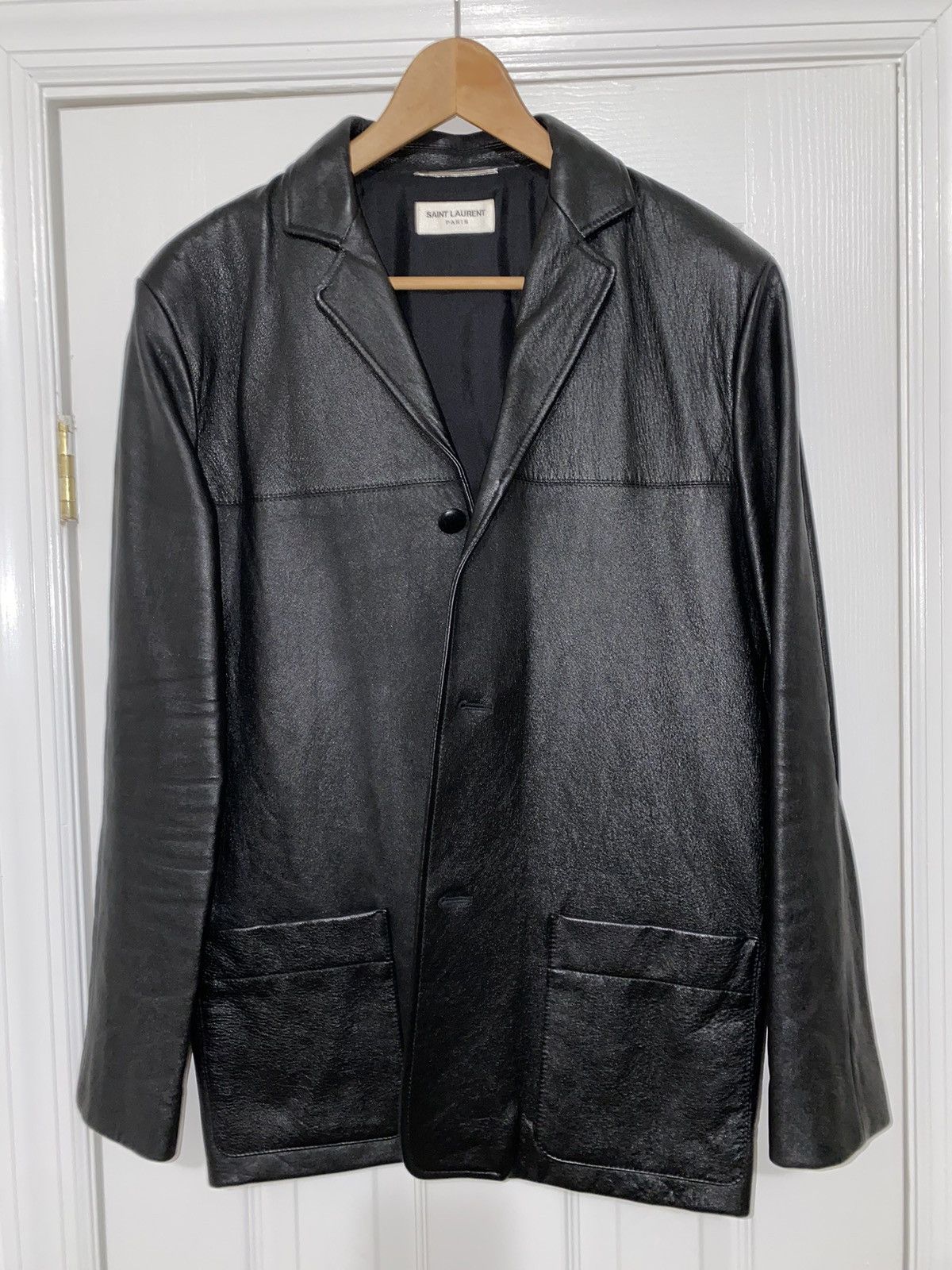 Hedi Slimane × Saint Laurent Paris Leather blazer/jacket Size US M / EU 48-50 / 2 - 1 Thumbnail