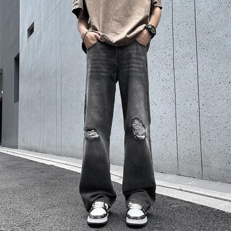 Japanese Brand × Jean Retro loose casual straight leg ripped jeans Size US 30 / EU 46 - 1 Thumbnail