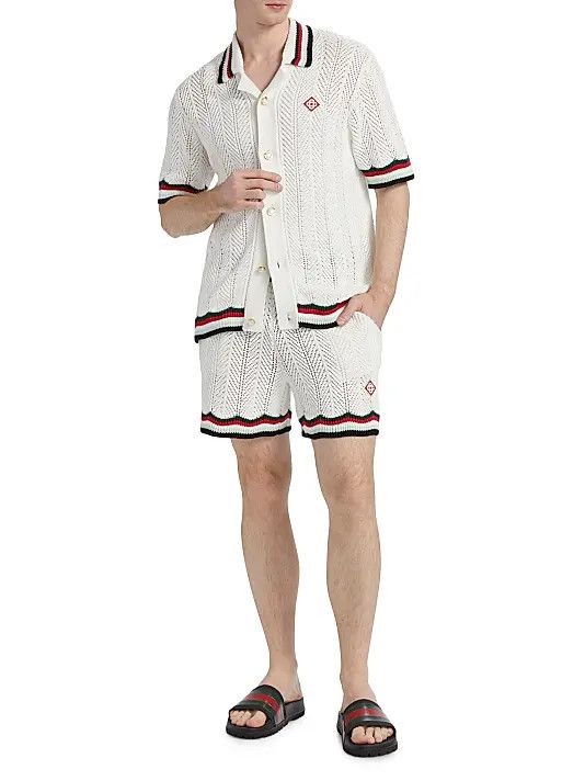 Casablanca os11x0326 Chevron Faux Crochet Shorts in Multicolor Size US 36 / EU 52 - 2 Thumbnail