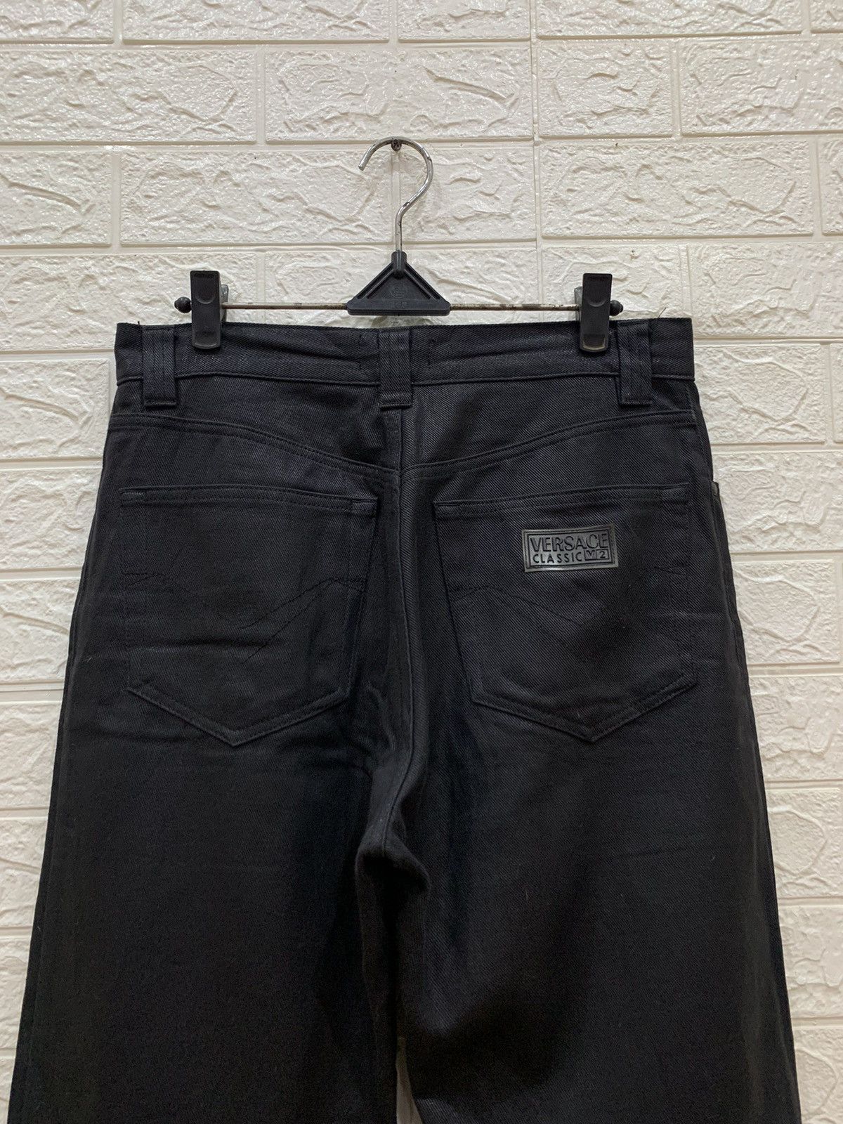 Versace Vintage Versace black wax denim pants Size US 31 - 2 Thumbnail