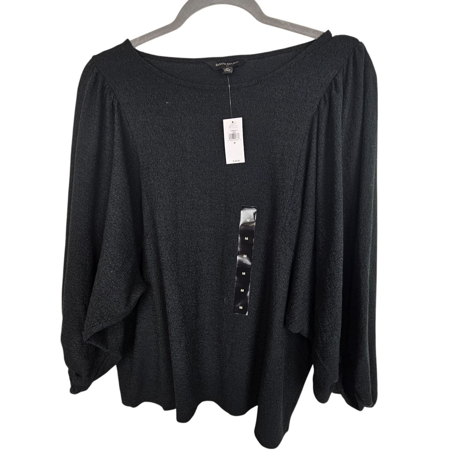 Banana Republic Banana Republic Womens Textured Puff Sleeve Top Size M Gray Size M / US 6-8 / IT 42-44 - 2 Thumbnail