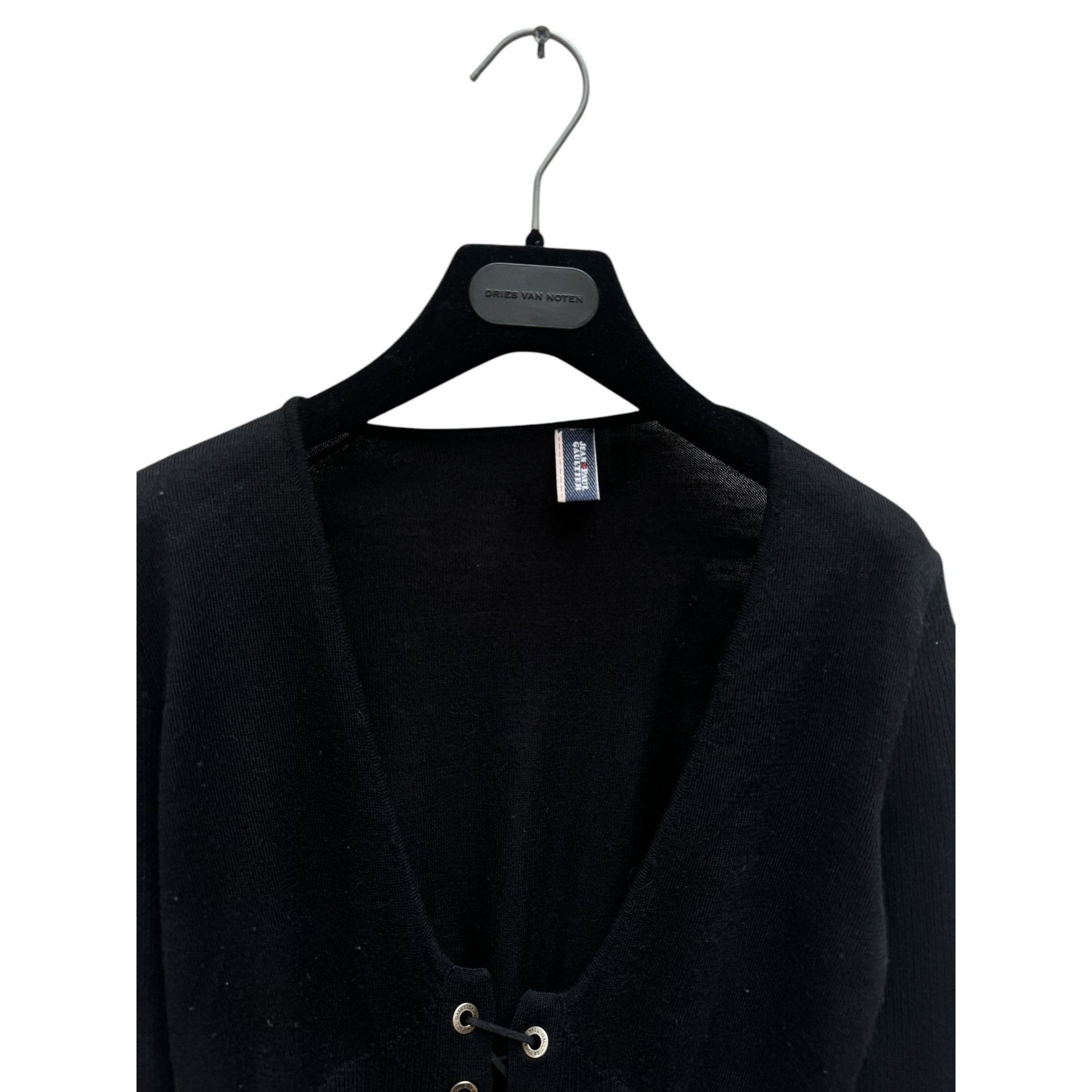 Jean Paul Gaultier Black Ribbed Wool Corset Sweater Size S / US 4 / IT 40 - 2 Thumbnail