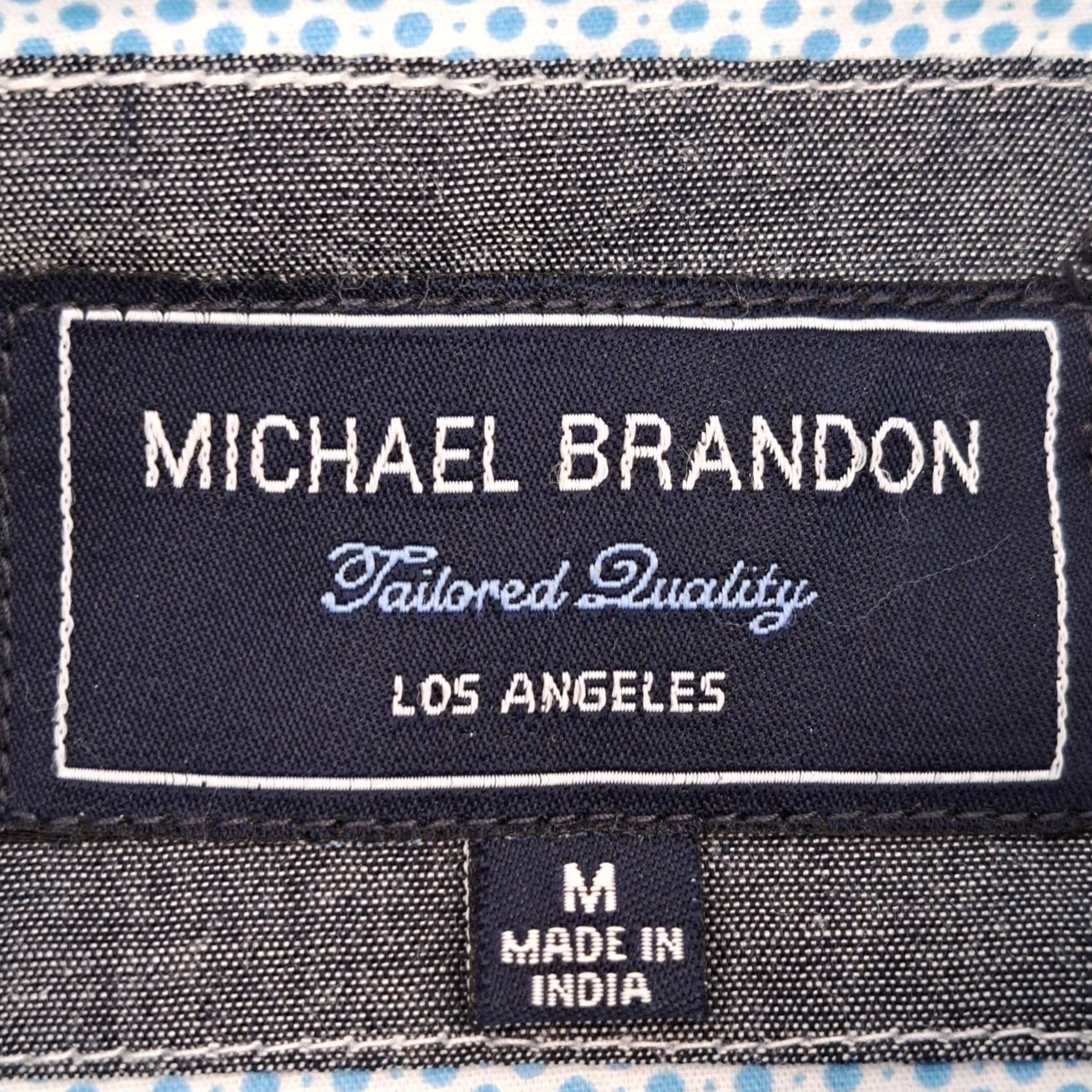 Vintage Michael Brandon Button-Down Shirt Mens M Cotton Blue White Micro Dot Long Slv Size US M / EU 48-50 / 2 - 4 Thumbnail