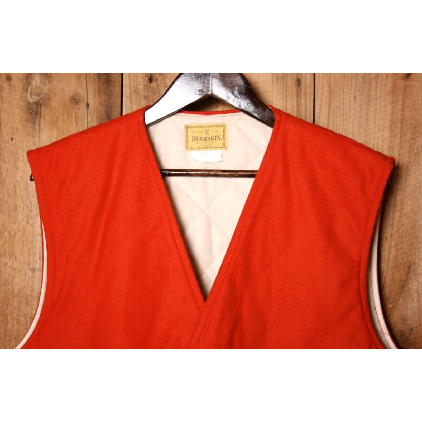 CLOT VINTAGE Melton DEERSKIN Orange Chamois Cloth Quilt Lined Hunting Vest XL Mens Jacket Vest Size US XL / EU 56 / 4 - 2 Thumbnail