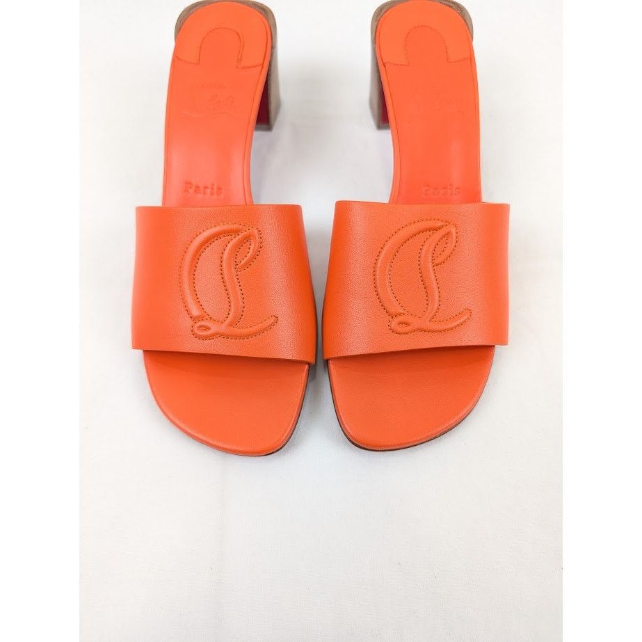 Christian Louboutin o1rshd1 Nappa Heel Mule in Vitamine/Lin Vitamine Size US 9 / IT 39 - 12 Thumbnail