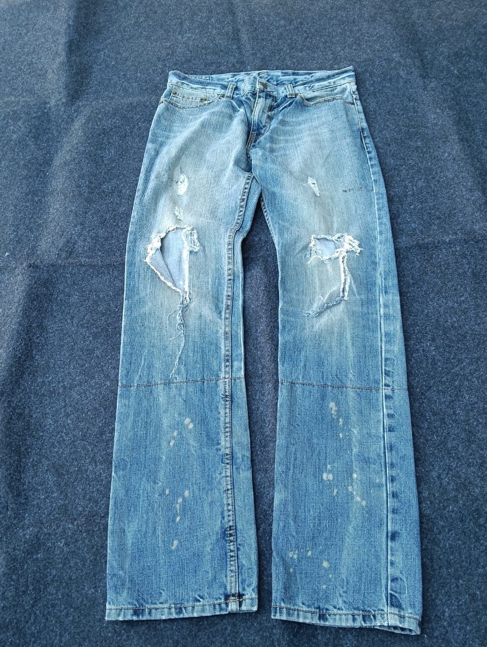 PPFM PPFM Flyer's Hot Weather Distressed Shark Face Denim Jeans Size US 31 - 1 Thumbnail