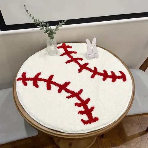 Designer Baseball Stitch Tufted Rug Size ONE SIZE - 2 Thumbnail