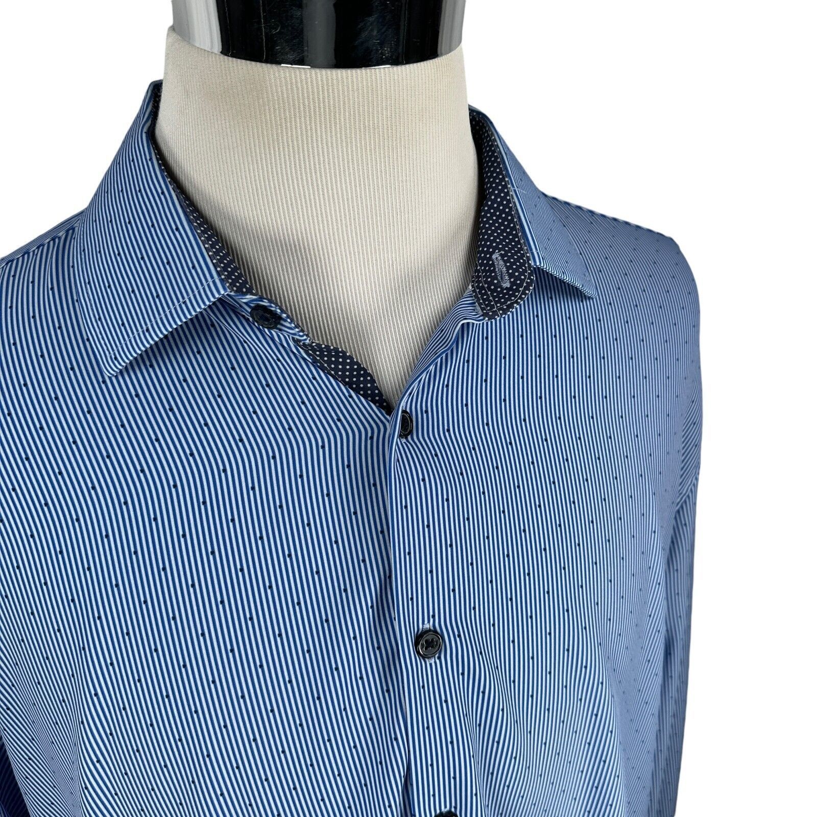 Other WRK Dress Shirt Men's 18 Blue 4 Way Stretch Slim Spread Size US XL / EU 56 / 4 - 2 Thumbnail
