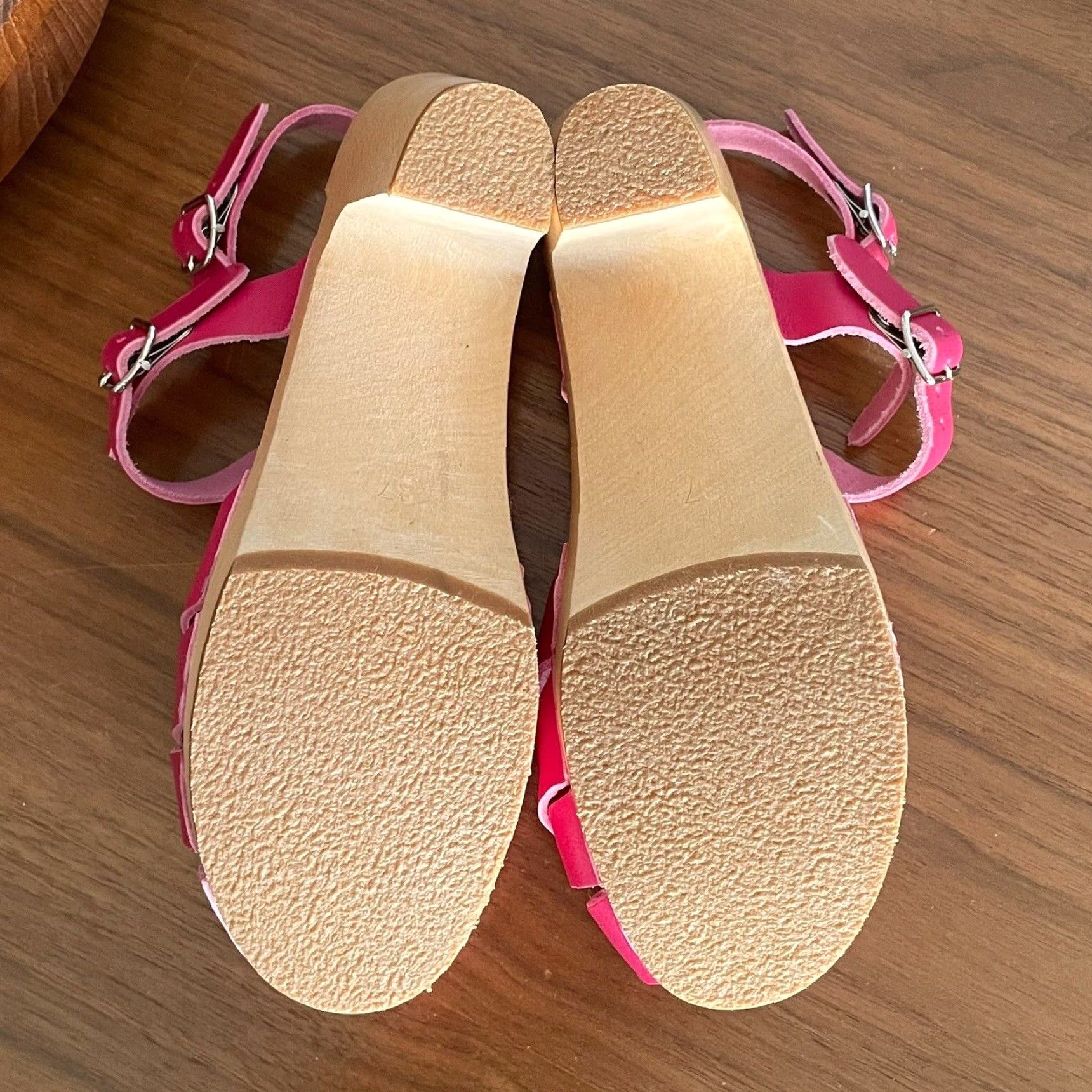 Swedish Hasbeens Swedish Hasbeens Sandal Women Pink Leather Strappy Open Toe Buckle Ankle Strap High Heel 3-3.9in Sz 37 Size US 7 / IT 37 - 7 Thumbnail