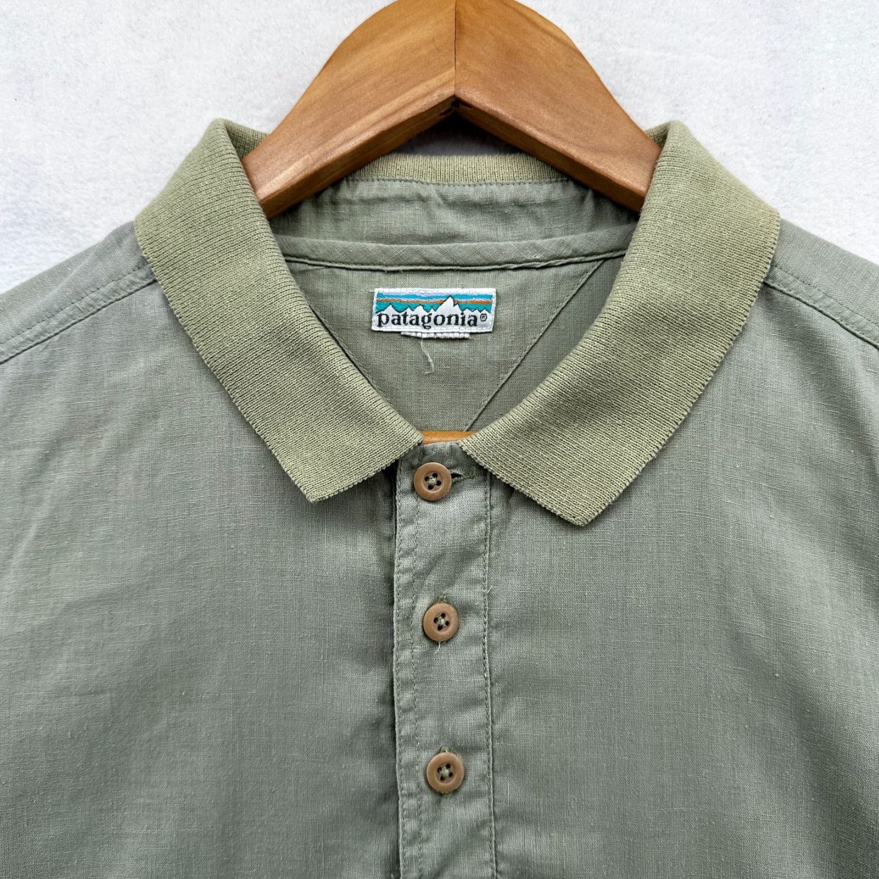 Patagonia VINTAGE Patagonia Polo Shirt Green Mens 2XL Short Sleeve Collared Classic Pocket Size US XXL / EU 58 / 5 - 3 Thumbnail