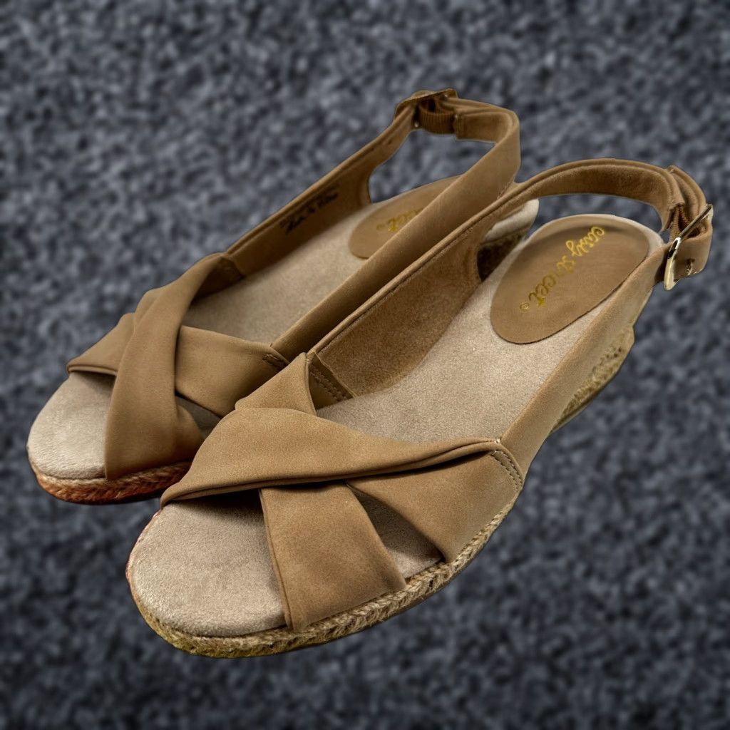 Vintage Easy Street Women's Maureen Brown Open Toe Espadrille Slingback Sandals Size 5M Size US 5 / IT 35 - 1 Thumbnail
