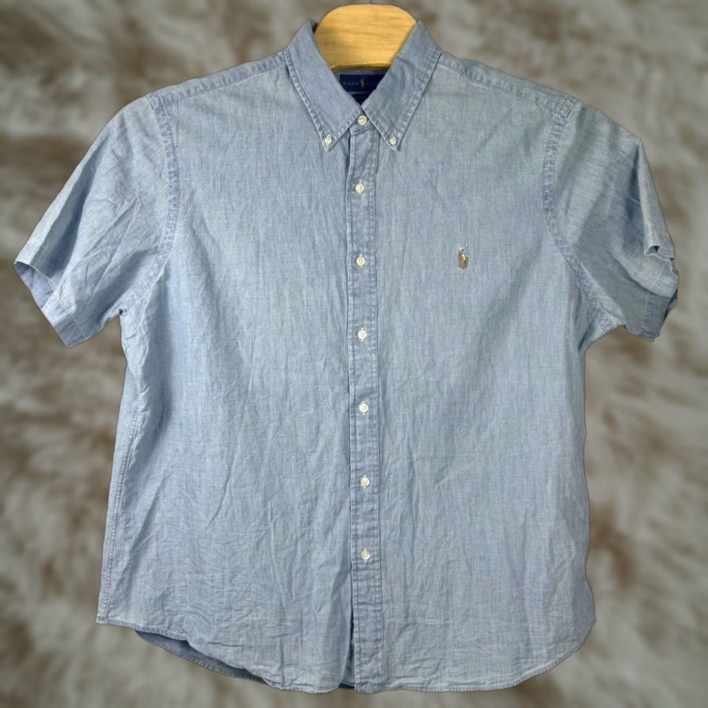Ralph Lauren Button-Down Shirt Mens XXL Light Blue Chambray Denim Classic Fit