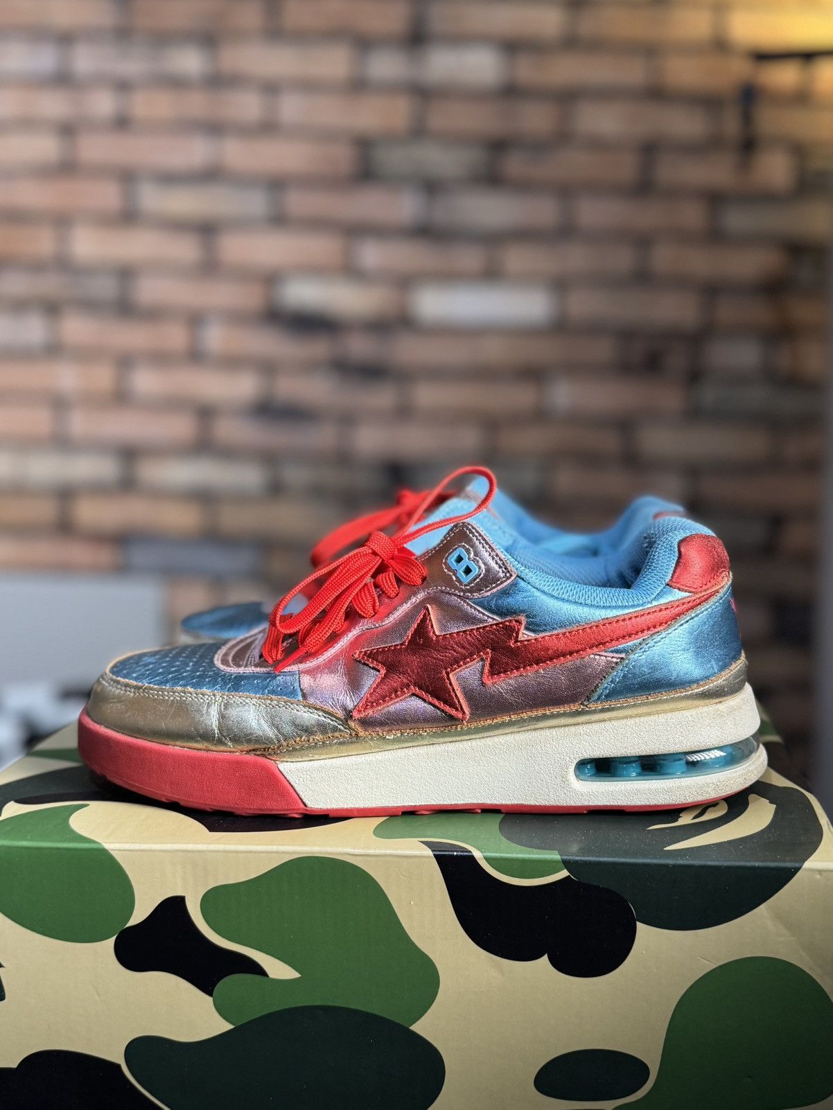 Bape ROADSTA BATHING APE BAPE SNEAKERS TRAINERS FOIL METALLIC Size US 9.5 / EU 42-43 - 3 Thumbnail
