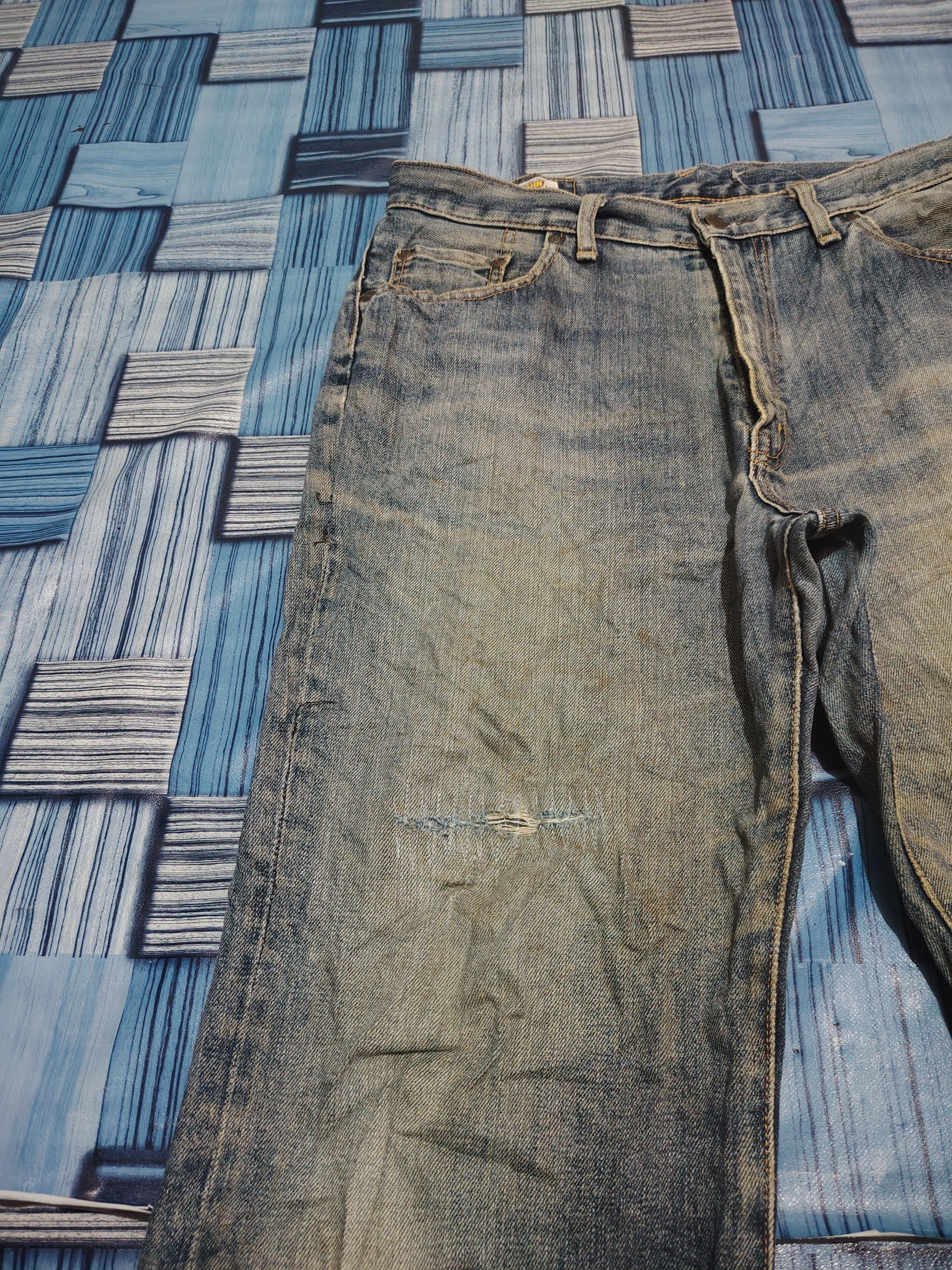 Big John Japanese Big John Distressed Jeans Baggy Style Size US 33 - 6 Thumbnail