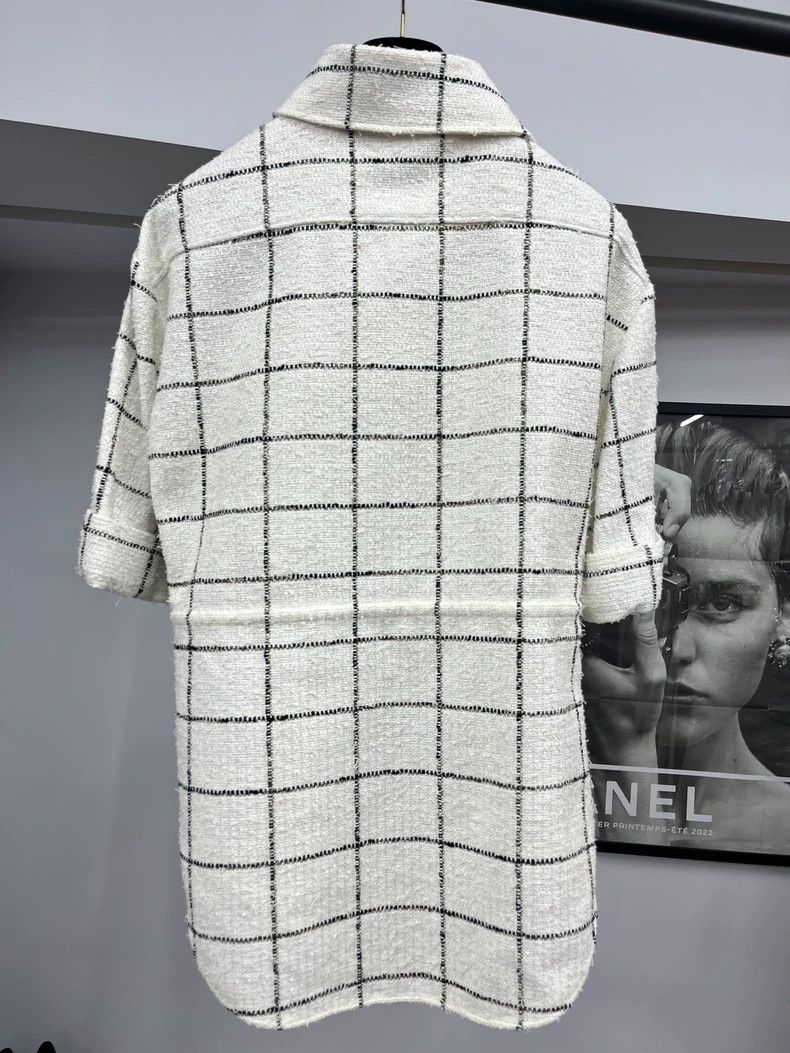 Chanel Chanel White plaid tweed lapel short sleeves Size XXS / US 00 / IT 34 - 2 Thumbnail