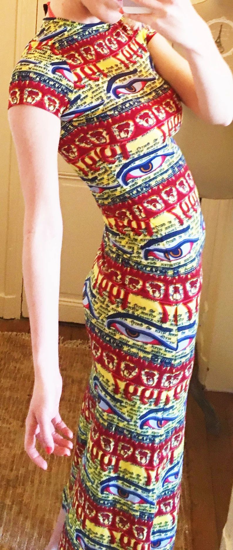 Jean Paul Gaultier Jean Paul Gaultier JPG Tibet Tibetan 1997 Buddha Eyes Dress Size S / US 4 / IT 40 - 3 Thumbnail