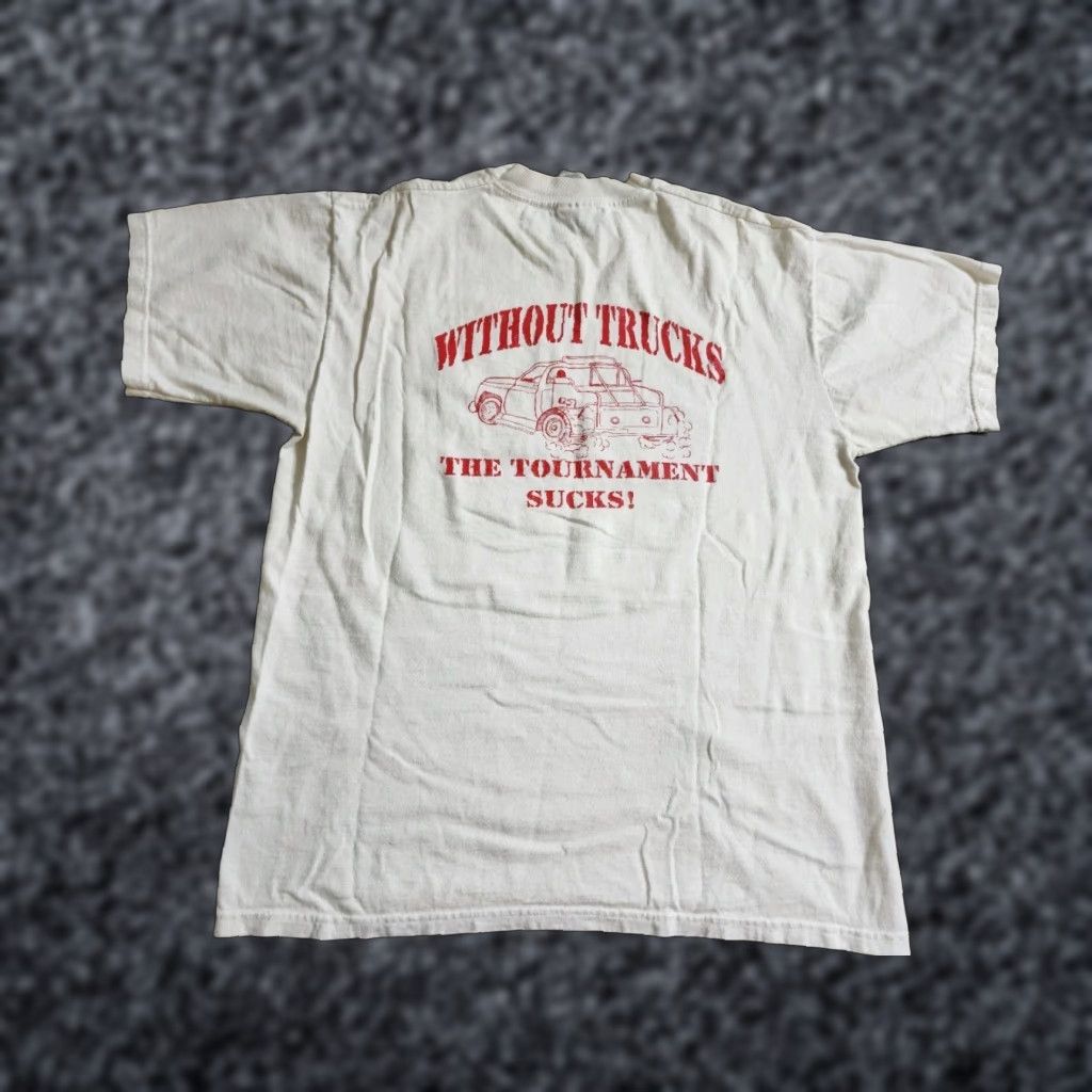Fruit Of The Loom Vintage Mens L T-Shirt 90s Classic Distressed Double Sided White Cotton Fruit of the Loom Crew Neck Short Sleeve Logo Printed/Prewashed Durable Mens Size US L / EU 52-54 / 3 - 1 Thumbnail