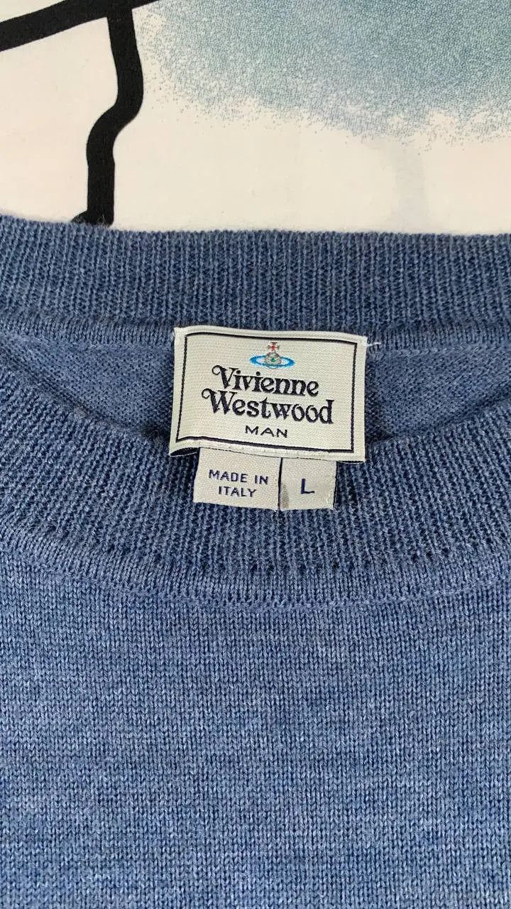 Vivienne Westwood Vivienne Westwood wool sweater with orb logo in blue Size US L / EU 52-54 / 3 - 4 Thumbnail