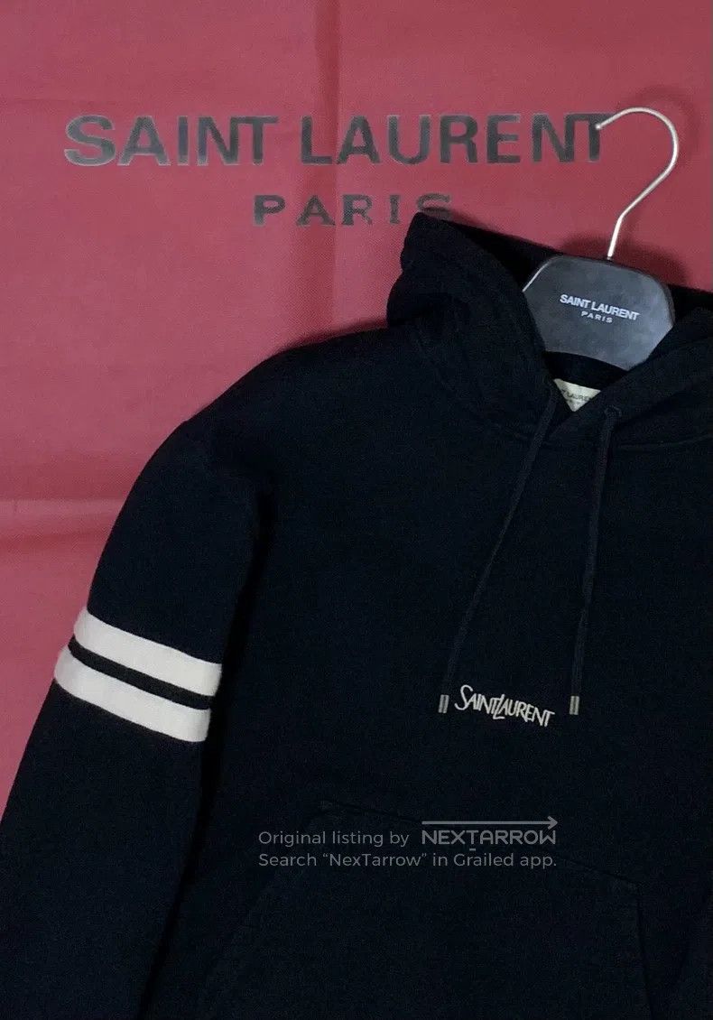 Other Saint Laurent Paris Black Slogan Striped Fleece Hoodie Size US S / EU 44-46 / 1 - 6 Thumbnail