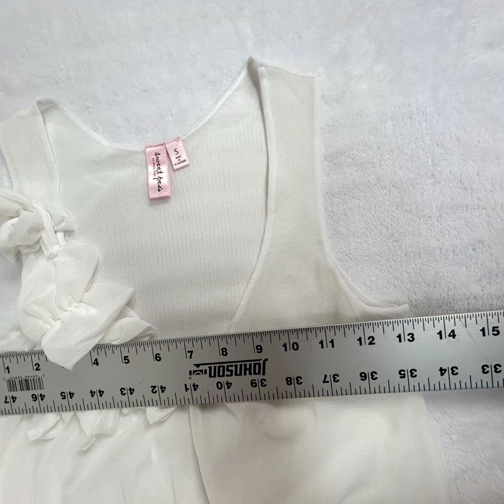 Vintage Sweet Pea By Stacy Frati Womens White Sleeveless Top With Floral Detail Small Size S / US 4 / IT 40 - 6 Thumbnail