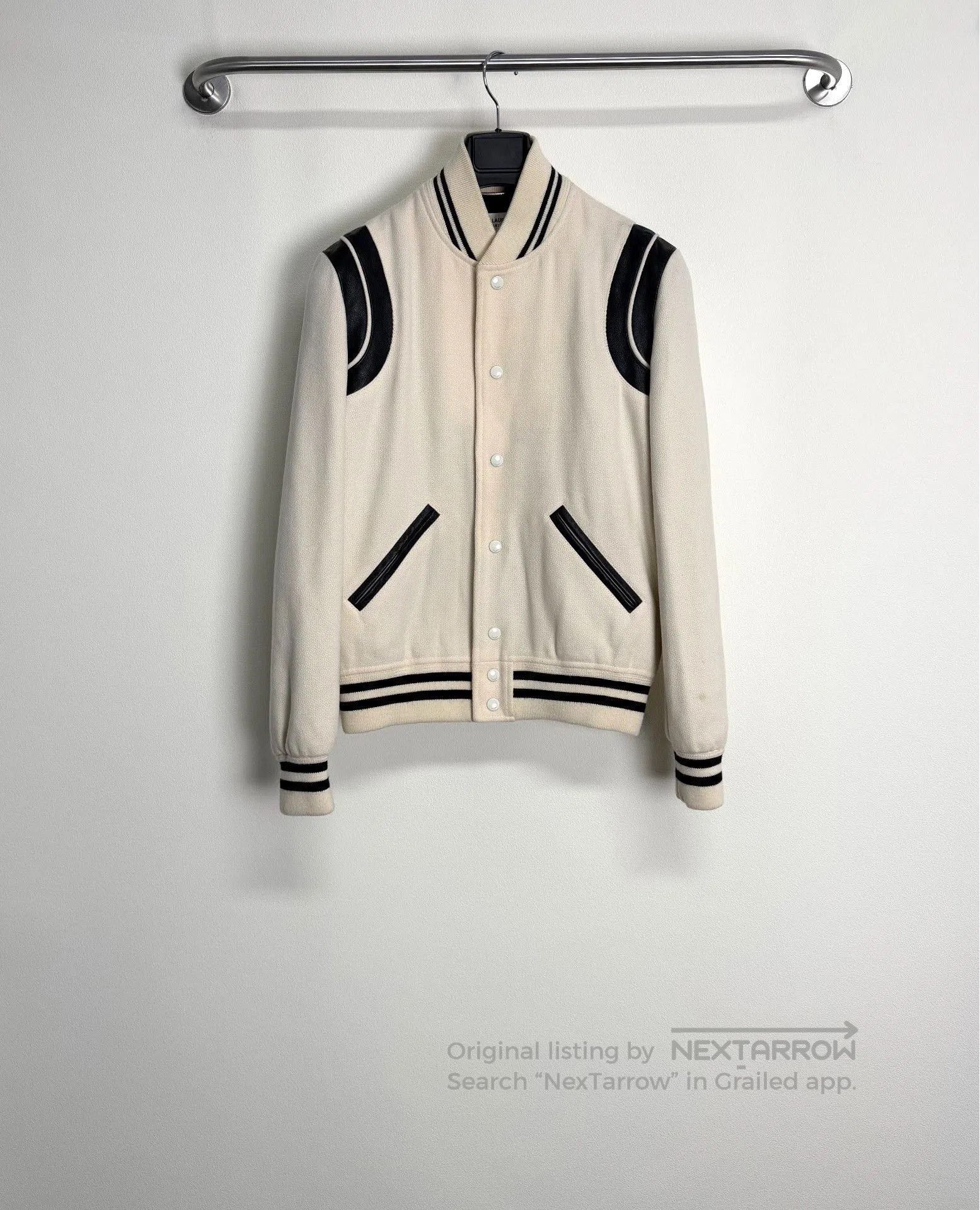 Saint Laurent Paris Saint Laurent Beige Baseball Jacket. Size US S / EU 44-46 / 1 - 1 Thumbnail