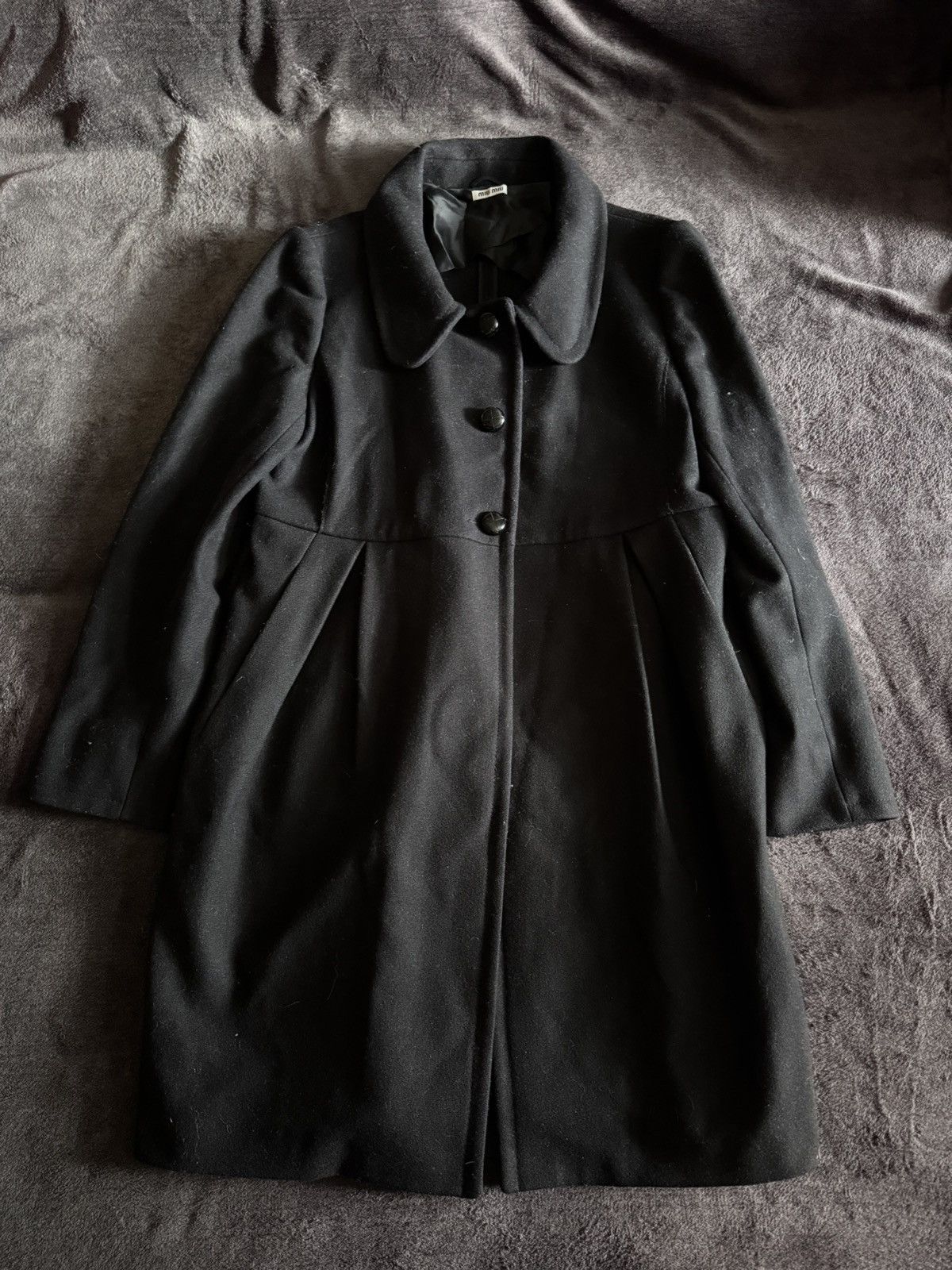 Miu Miu Miu Miu luxury wool coat black Size L / US 10 / IT 46 - 1 Thumbnail