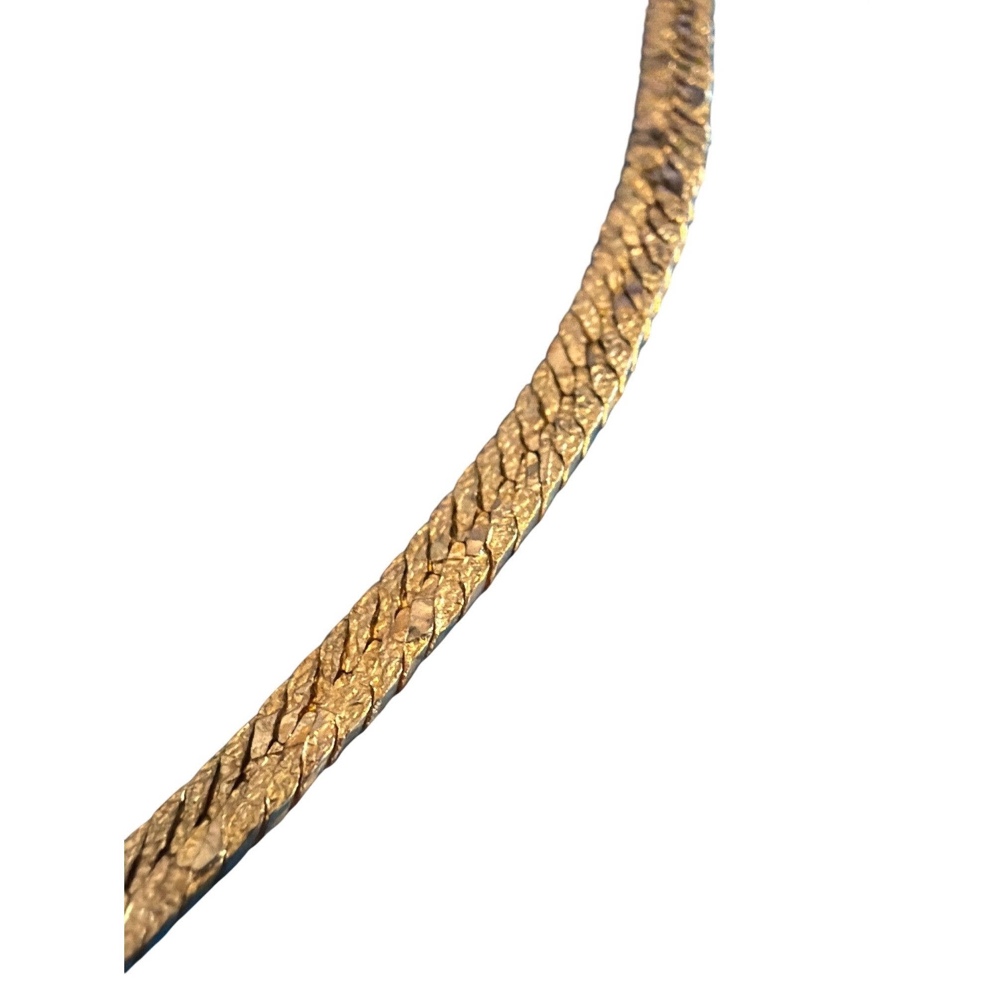 Other Vintage Gold Tone Textured Flat Herringbone Chain Necklace F Size ONE SIZE - 2 Thumbnail