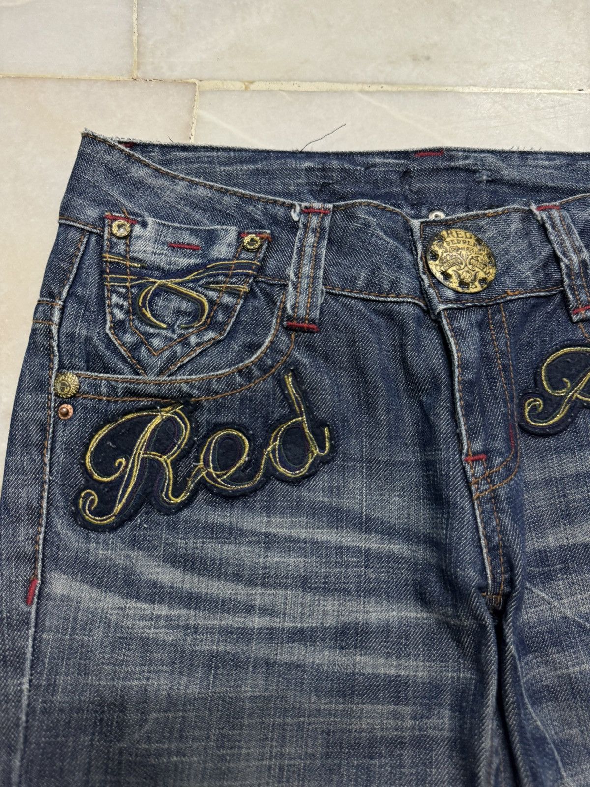 If Six Was Nine 💥BAGGY FLARE💥90's RED PEPPER BELL BOTTOM WHISKER LOW RISE Size US 28 / EU 44 - 5 Thumbnail