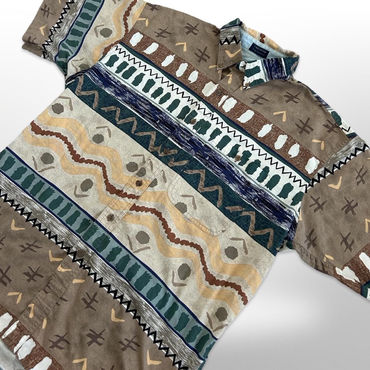 Chaps × Polo Ralph Lauren × Vintage Vintage 90s Chaps Ralph Lauren Aztec Print Button Up Shirt Size US L / EU 52-54 / 3 - 2 Thumbnail