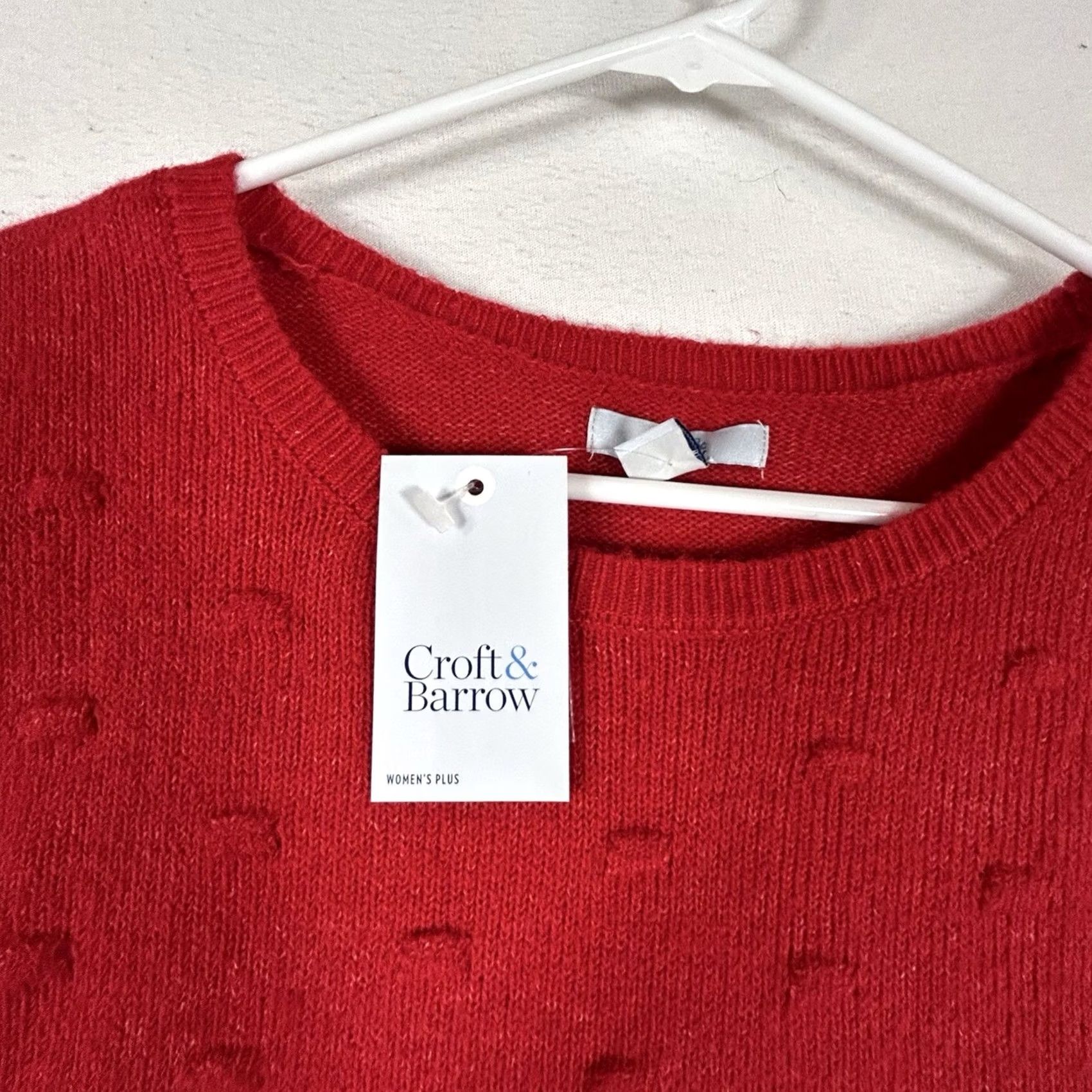 Croft & Barrow Croft & Barrow Sweater Womens Plus 2X Crew Neck Red Long Sleeve Casual NWT Extra-Soft Knit Pullover Vest? Size XXL / US 16-18 / IT 52-54 - 2 Thumbnail