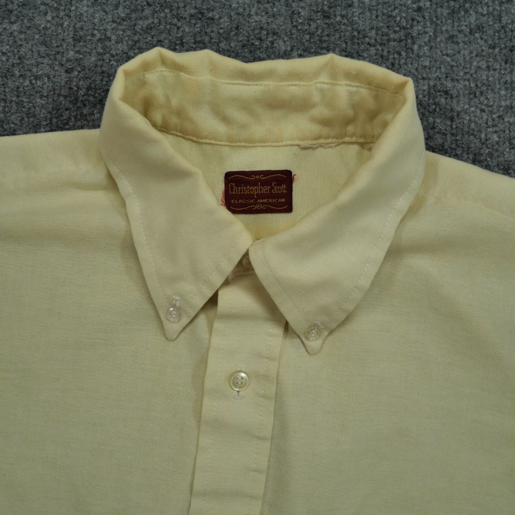 Vintage VINTAGE Christopher Scott Shirt Mens L Yellow Button-Down 70s Casual Cotton Oxford Size US L / EU 52-54 / 3 - 3 Thumbnail