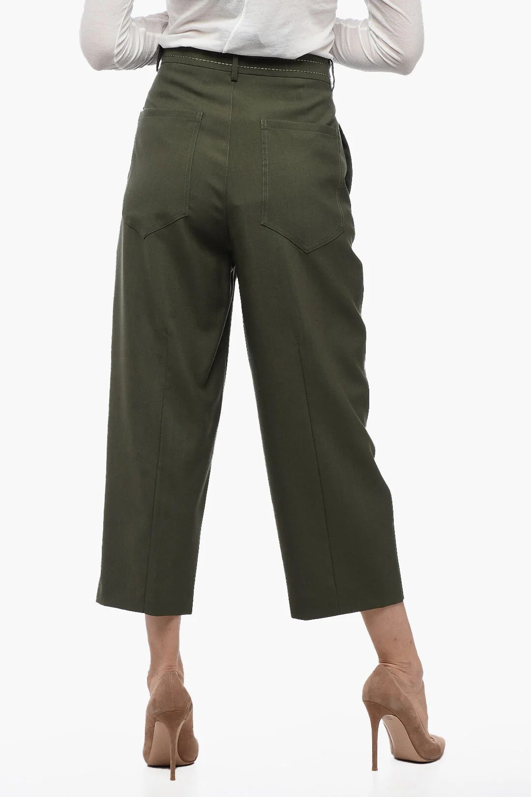 Marni og1mm0326 Cropped Pant in Green Size 27" / US 4 / IT 40 - 2 Thumbnail