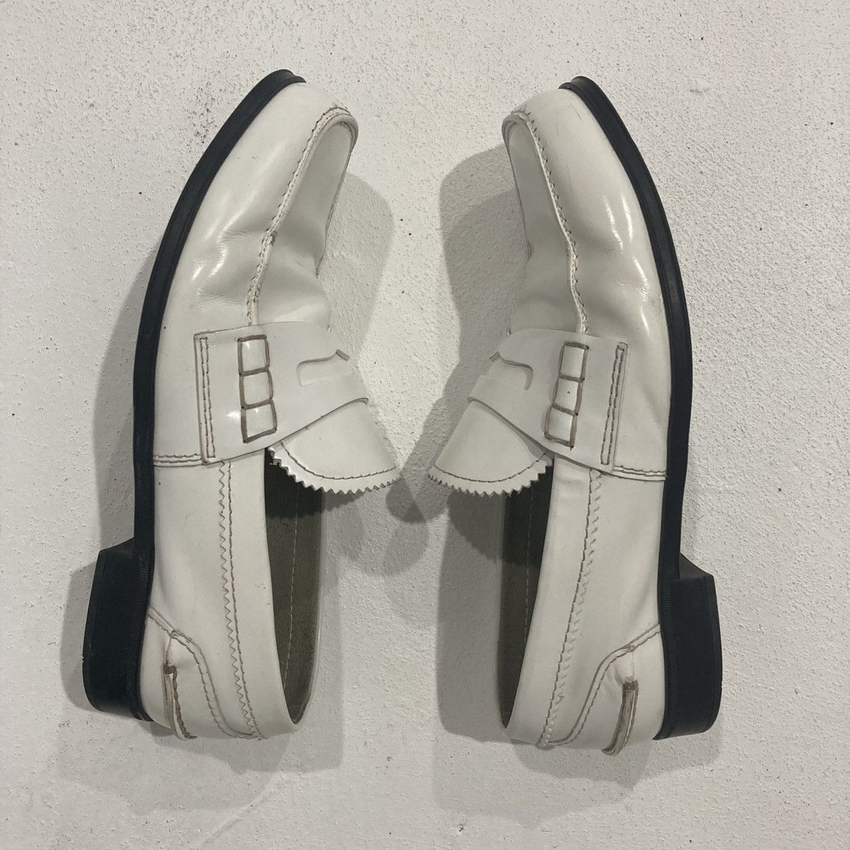 Prada White Brushed Leather Prada Loafers Size US 7.5 / EU 40-41 - 3 Thumbnail