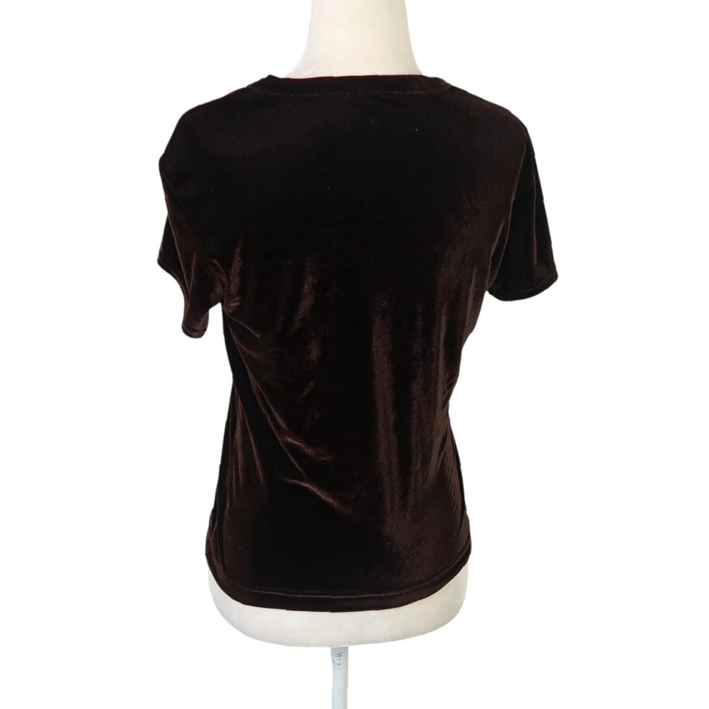 XOXO VINTAGE XOXO T-SHIRT Brown Velvet 90s Short Sleeve M Womens Crew Neck Casual 90s Vintage Velvet T-Shirt Tee Size M / US 6-8 / IT 42-44 - 4 Thumbnail
