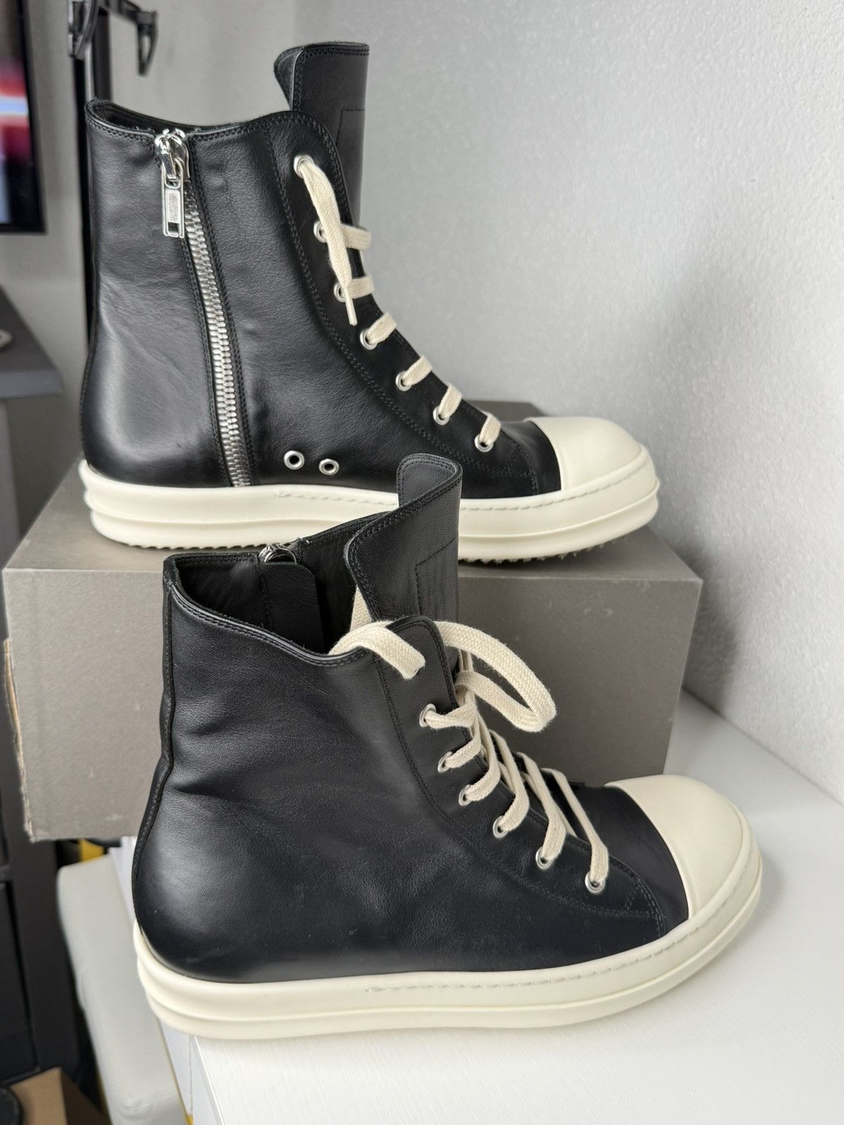 Rick Owens Rick Owens Leather High Black Milk Size US 10 / EU 43 - 6 Thumbnail