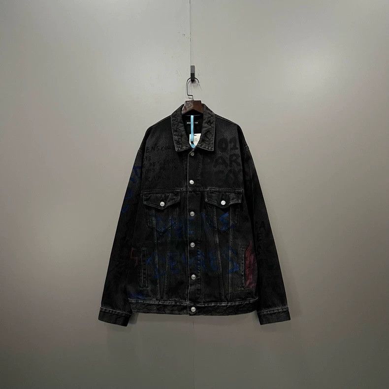 Balenciaga Balenciaga Black Graffiti Denim Jacket - dmc Size US L / EU 52-54 / 3 - 1 Thumbnail