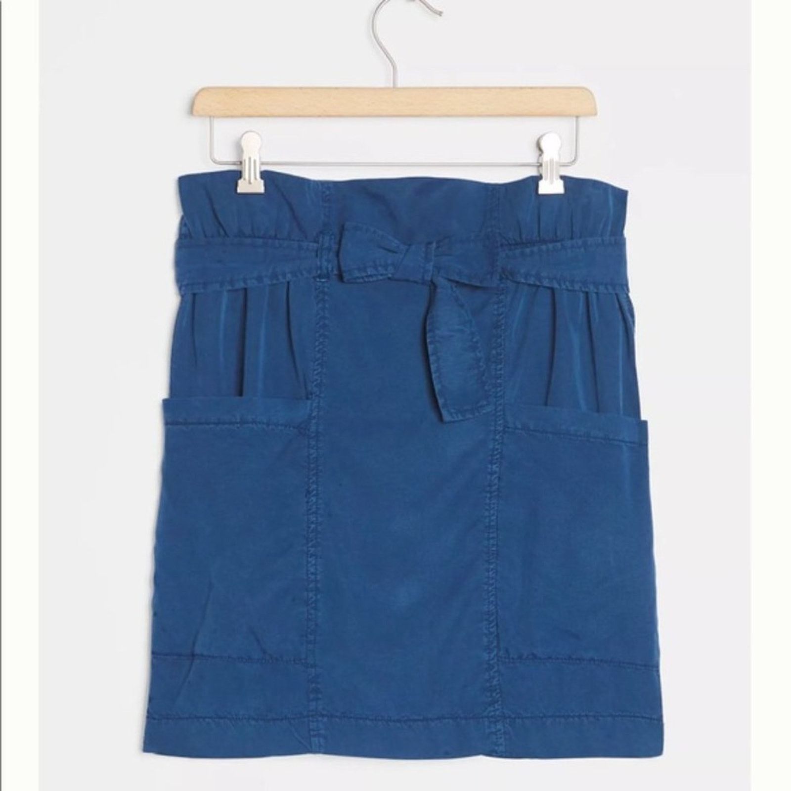 Anthropologie Anthro Amadi Nantes Blue Paper Bag Tencel Mini Skirt Medium Size 30" / US 8 / IT 44 - 5 Thumbnail